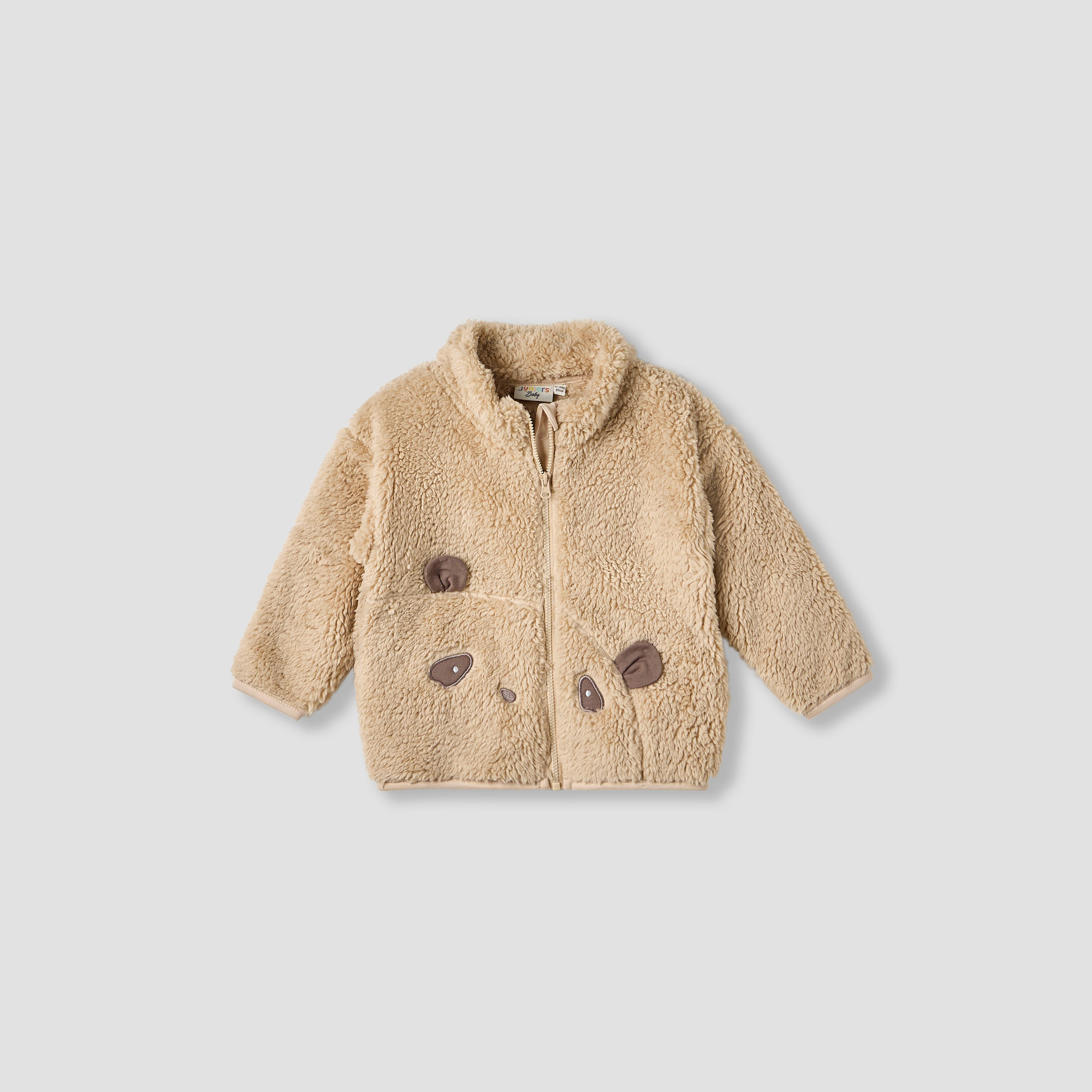 Juniors Faux Fur Zip Through Jacket with Long Sleeves-baby-boys-clothing-jacketsandblazers-image-1