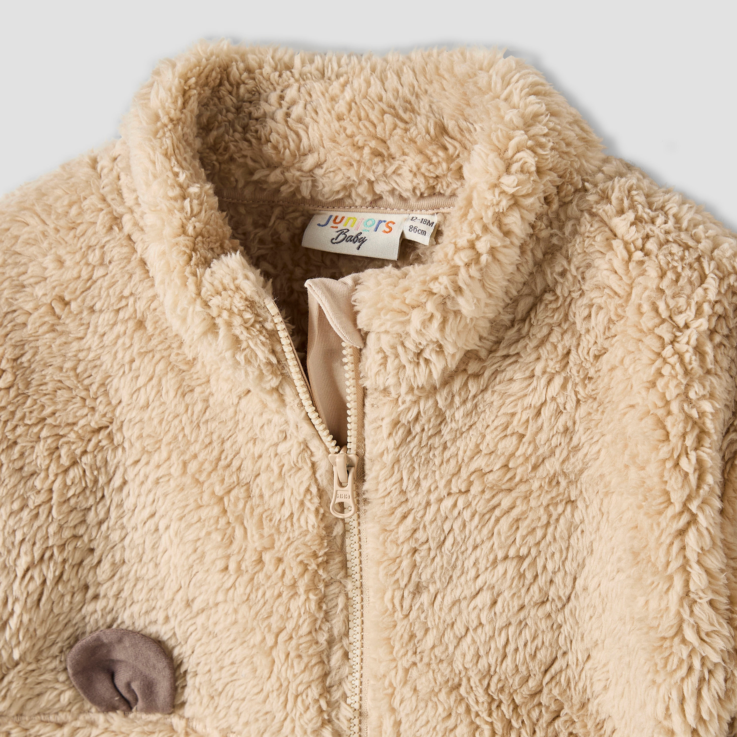 Juniors Faux Fur Zip Through Jacket with Long Sleeves-baby-boys-clothing-jacketsandblazers-image-3