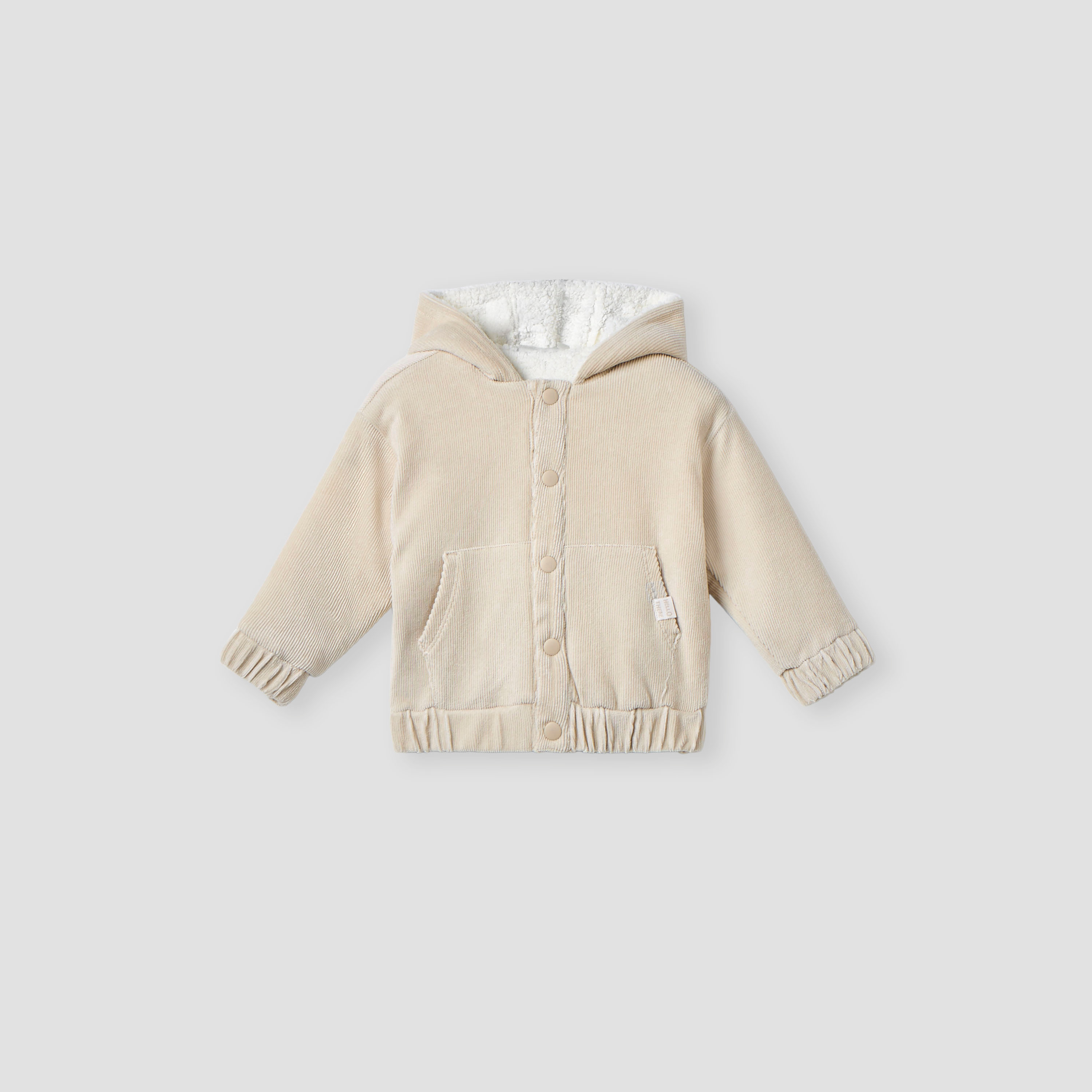 Juniors Textured Button Through Hooded Jacket with Kangaroo Pocket-baby-boys-clothing-jacketsandblazers-image-1