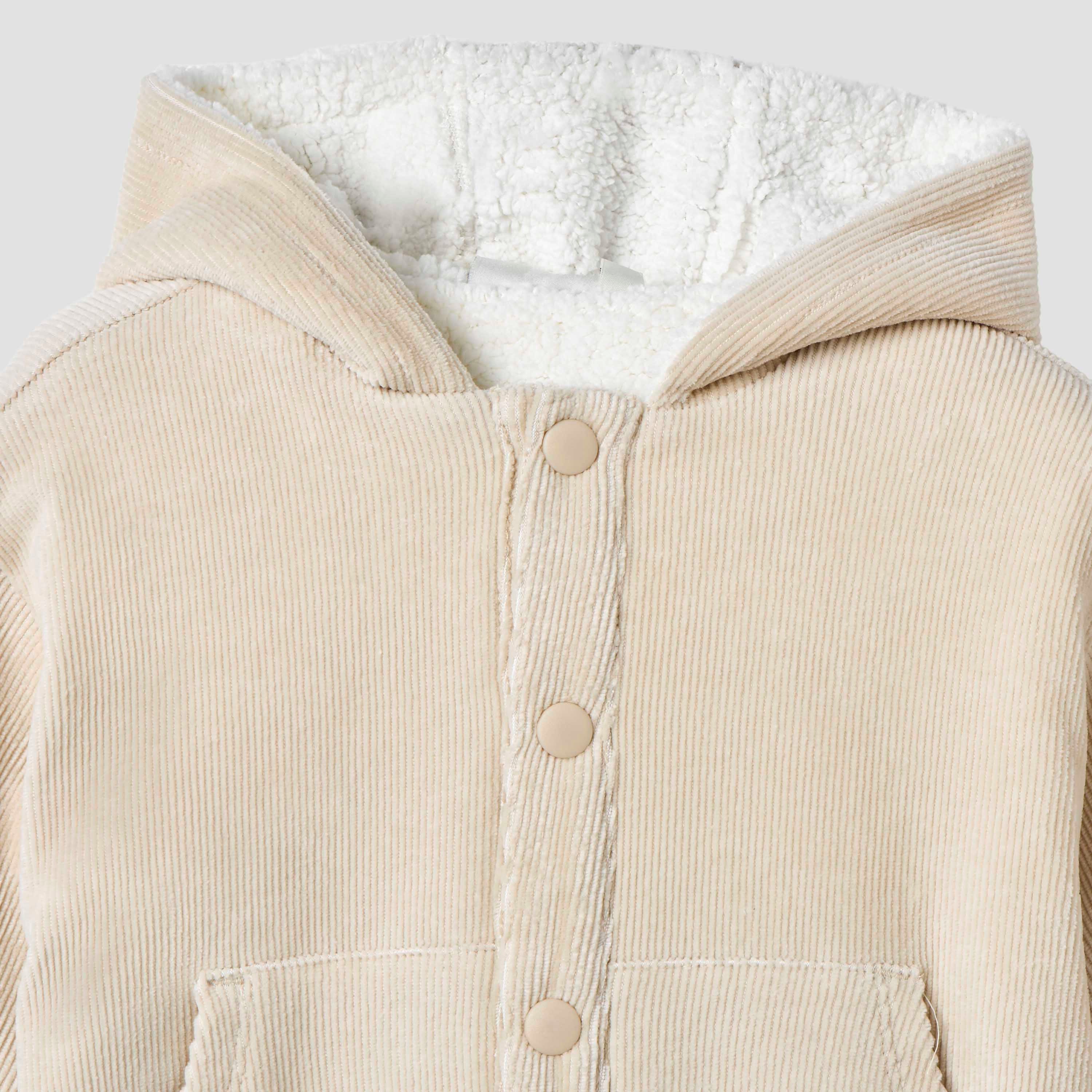 Juniors Textured Button Through Hooded Jacket with Kangaroo Pocket-baby-boys-clothing-jacketsandblazers-image-4