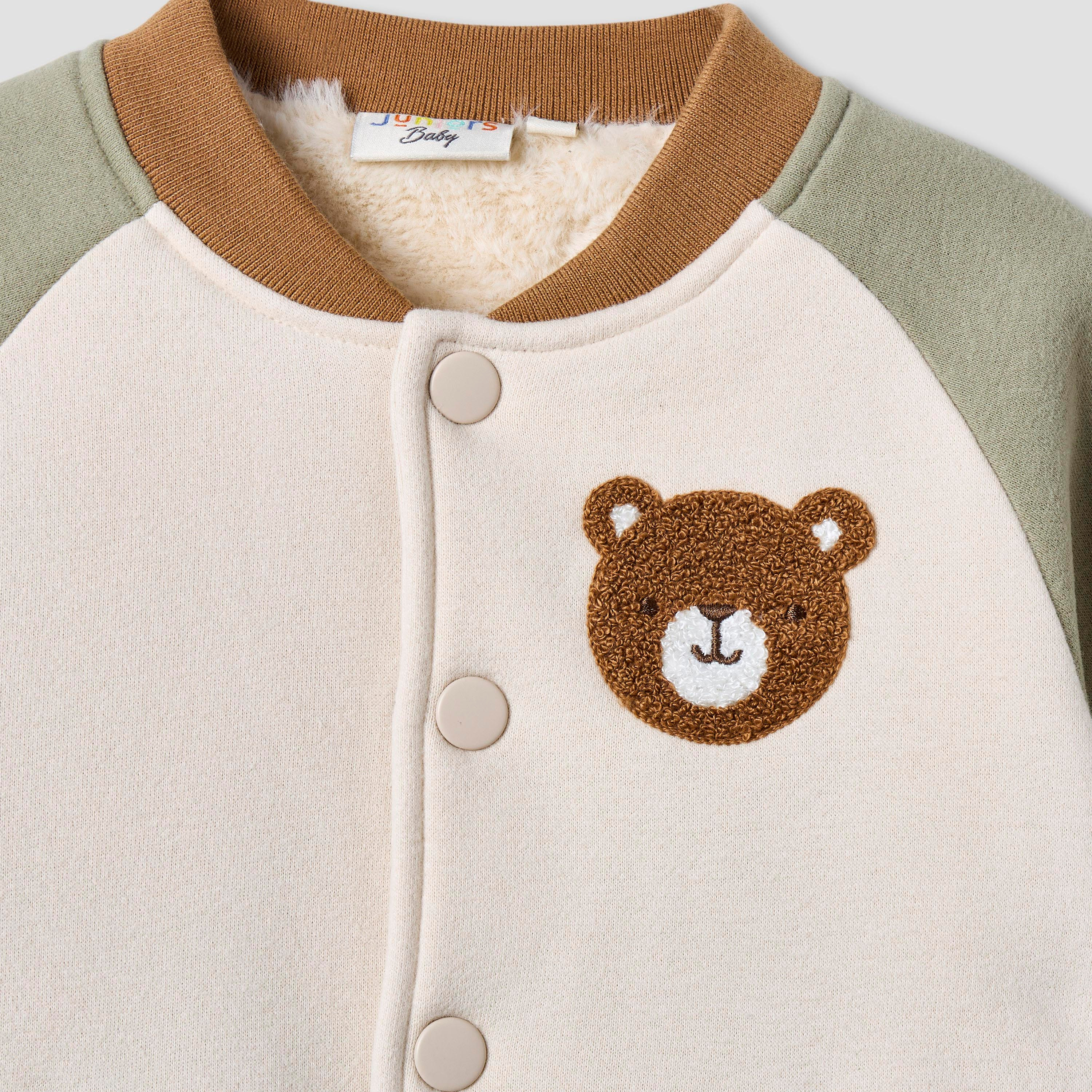 Juniors Bear Applique Button Through Jacket with Pockets-baby-boys-clothing-jacketsandblazers-image-4