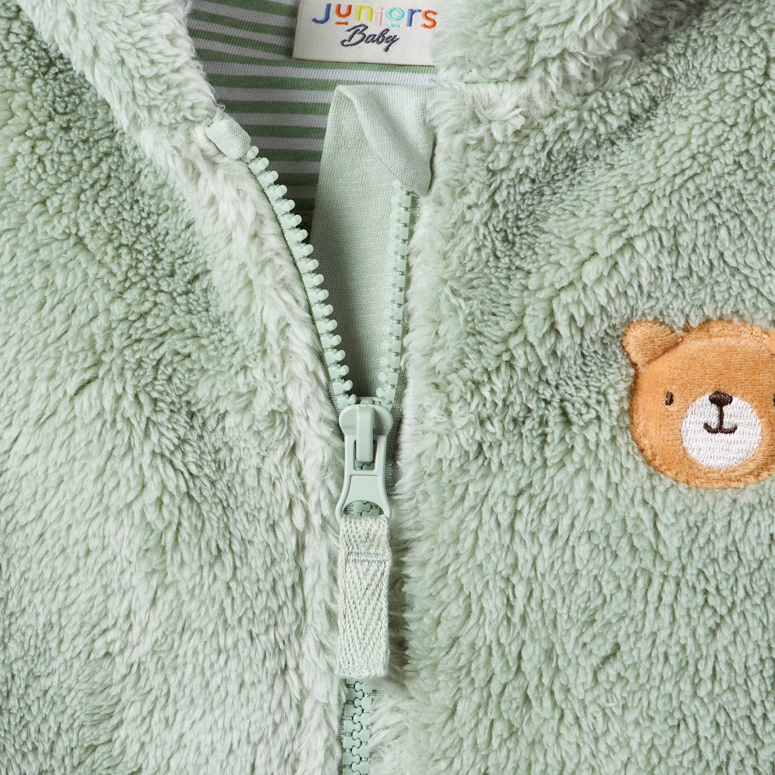 Juniors Bear Applique Zip Through Hoodie with Long Sleeves-baby-boys-clothing-winterwear-jacketsandblazers-image-5