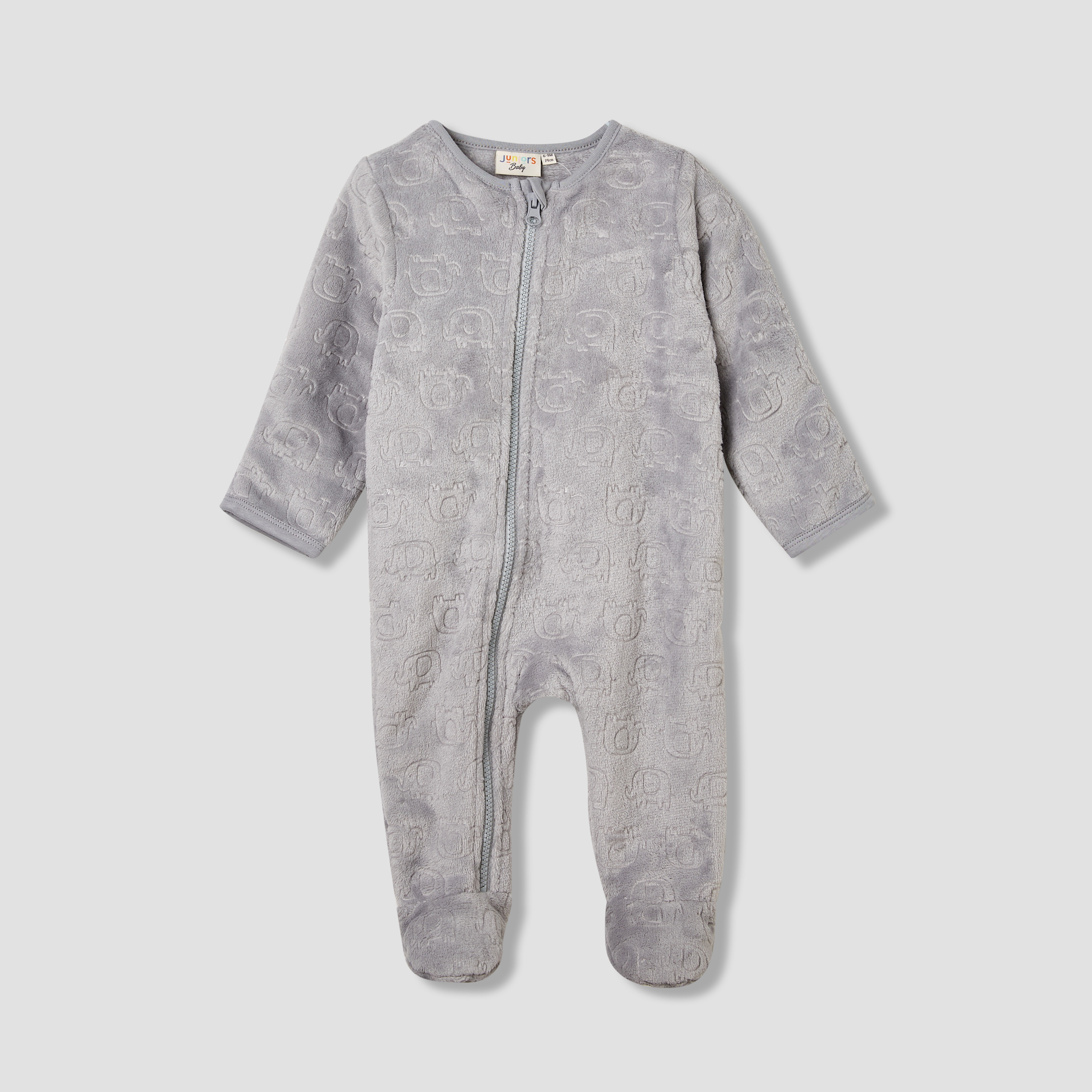 Juniors Dinosaur Embossed Coverall with Long Sleeves-baby-boys-clothing-rompers-image-1