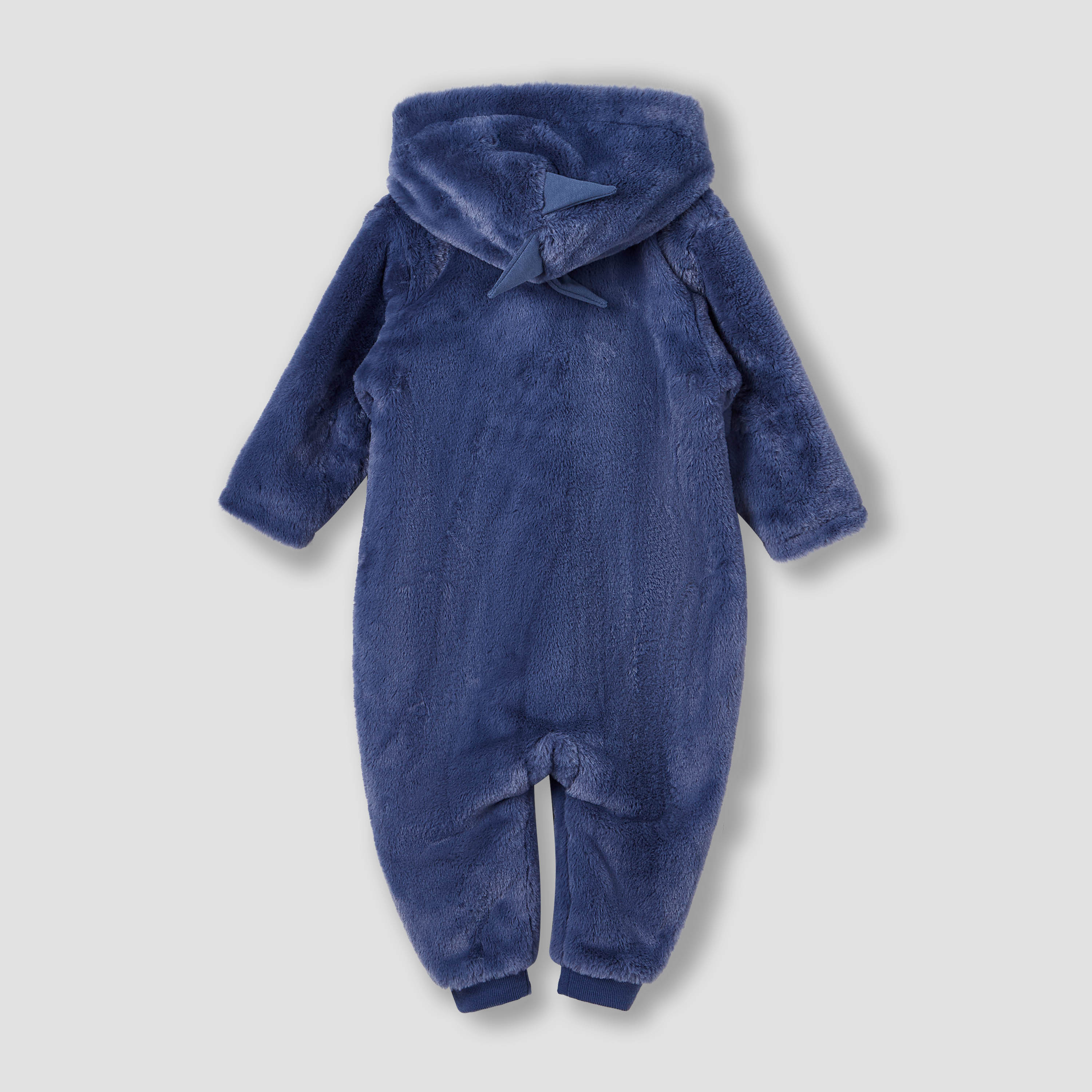Juniors Applique Detail Hooded Coverall with Long Sleeves and Zip Closure-baby-boys-clothing-nightwear-sleepsuits-image-2