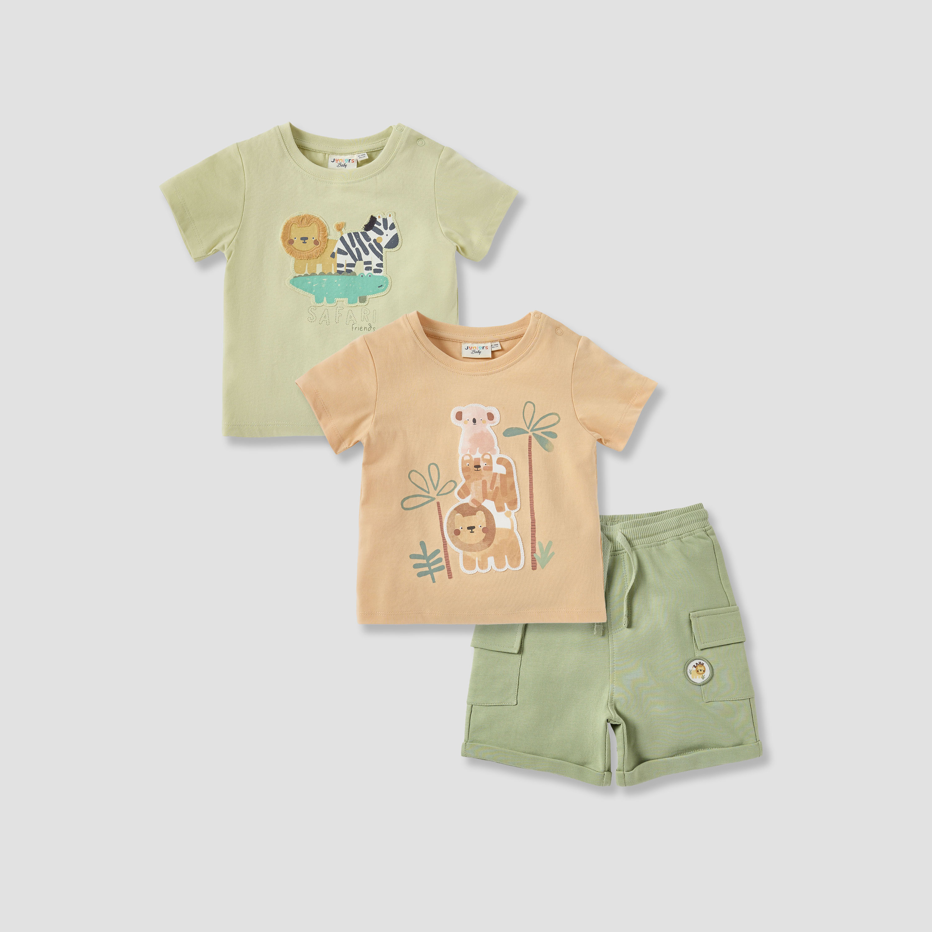 Juniors 3-Piece Applique Detail T-shirt and Shorts Set-baby-boys-clothing-setsandcoords-image-1