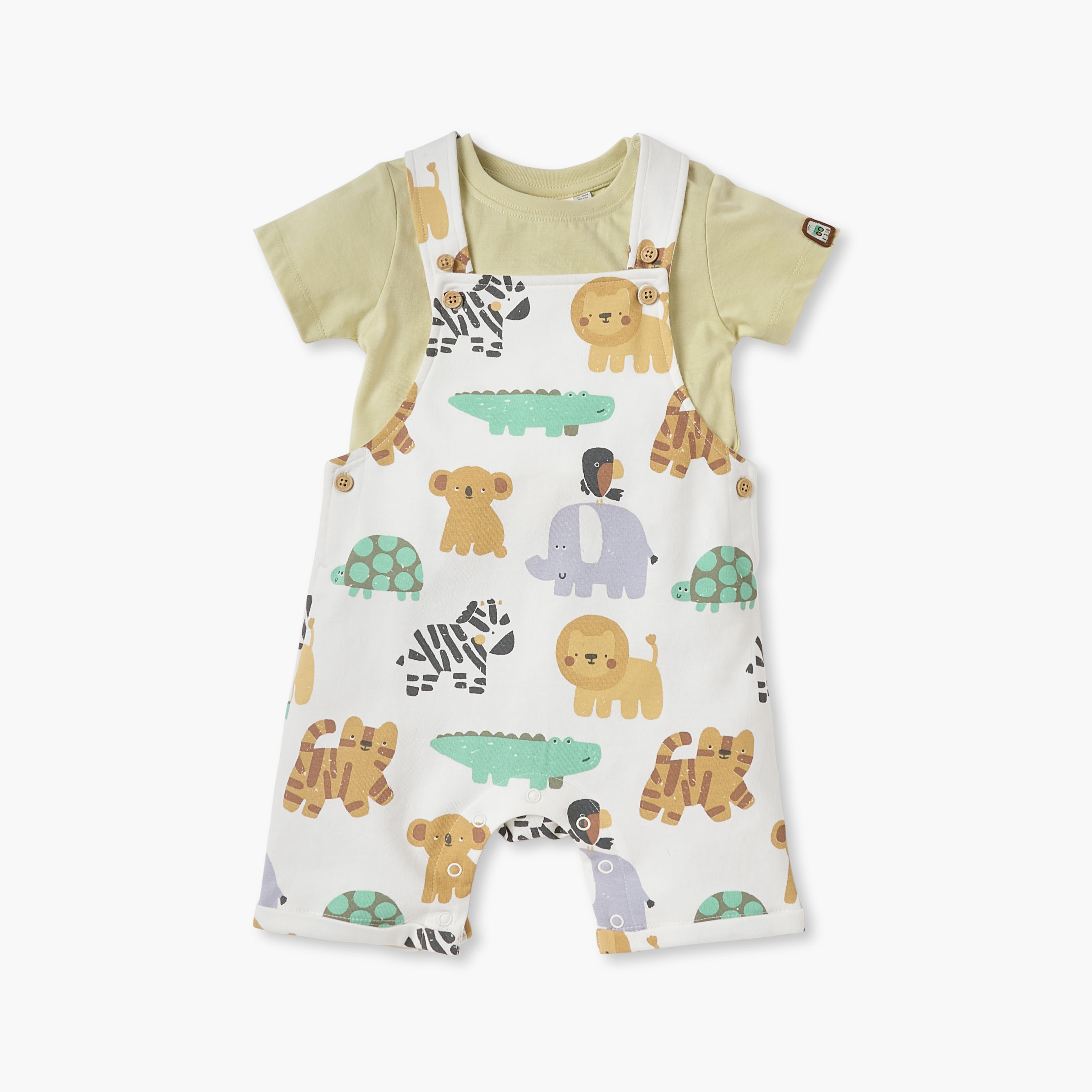Juniors Animal Print Dungaree and T-shirt Set-baby-boys-clothing-setsandcoords-image-1
