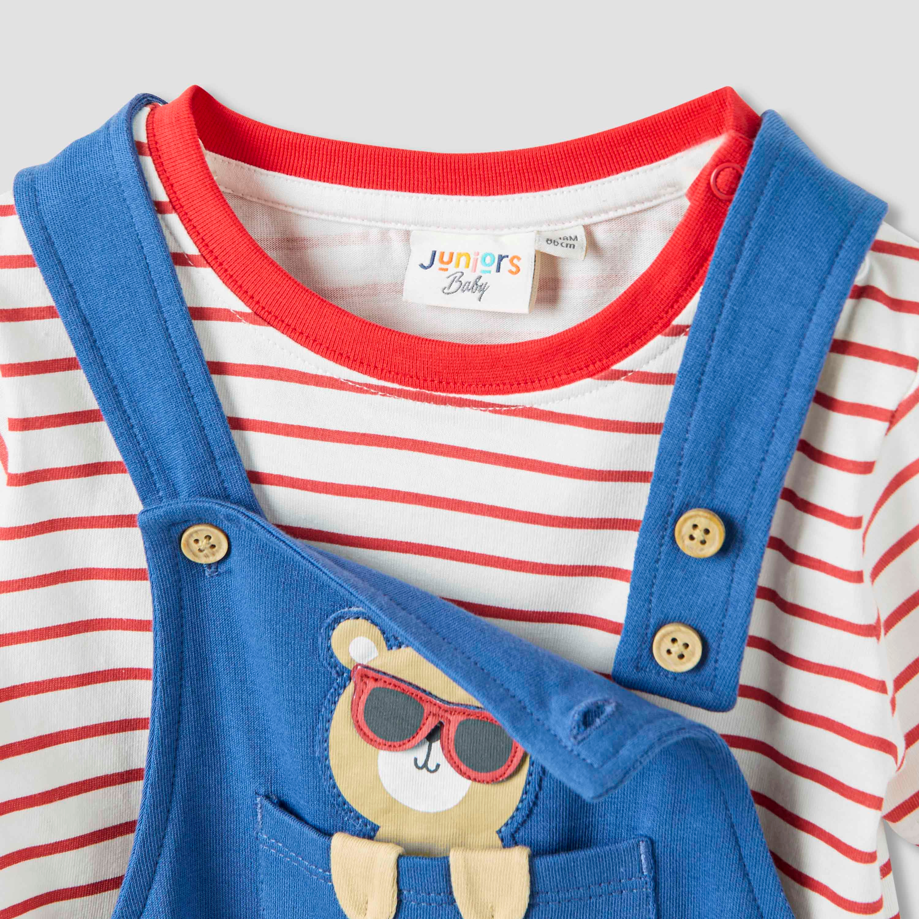 طقم دنغري وتيشيرت مخطط من جونيورز-baby-boys-clothing-setsandcoords-image-4