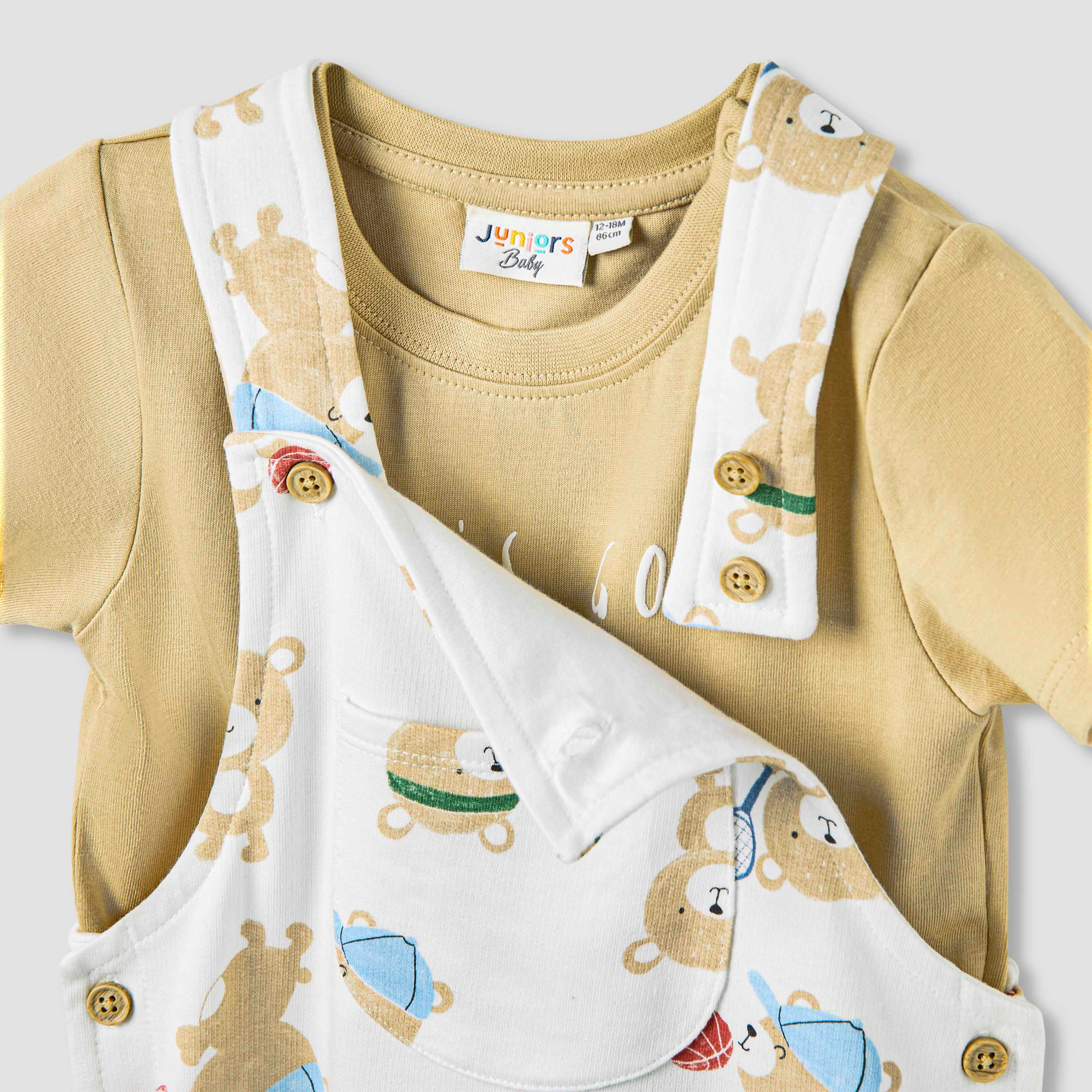 Juniors Bear Print Dungaree and T-shirt Set-baby-boys-clothing-setsandcoords-image-4