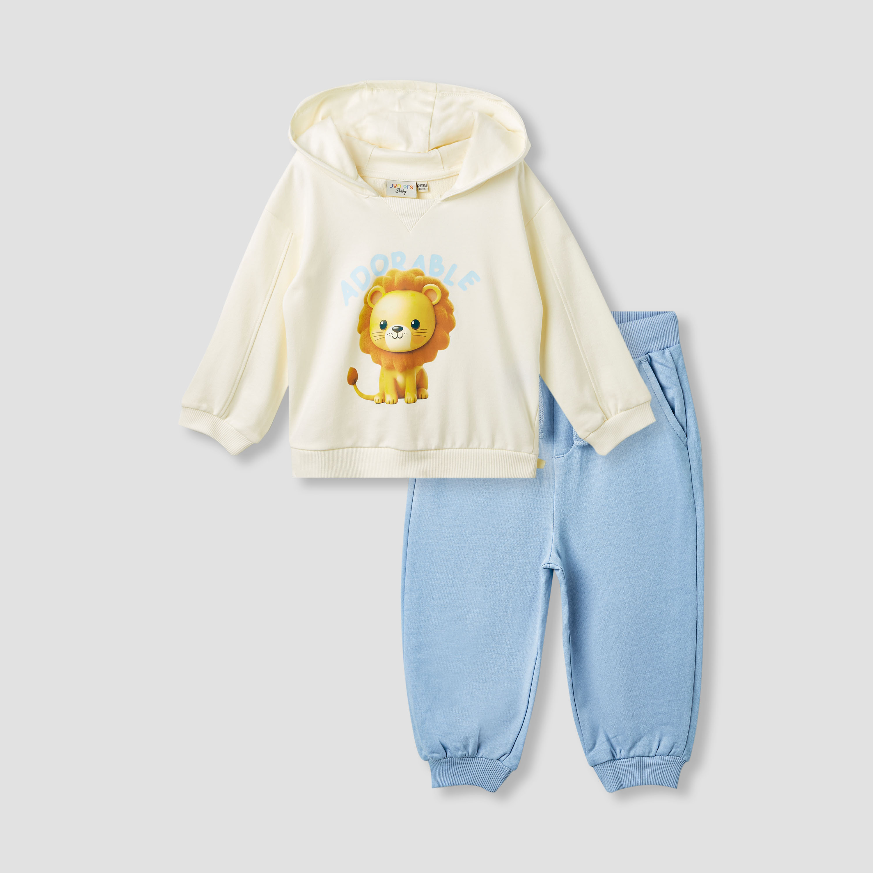 Juniors Lion Print Hoodie and Joggers Set-baby-boys-clothing-winterwear-setsandcoords-image-1