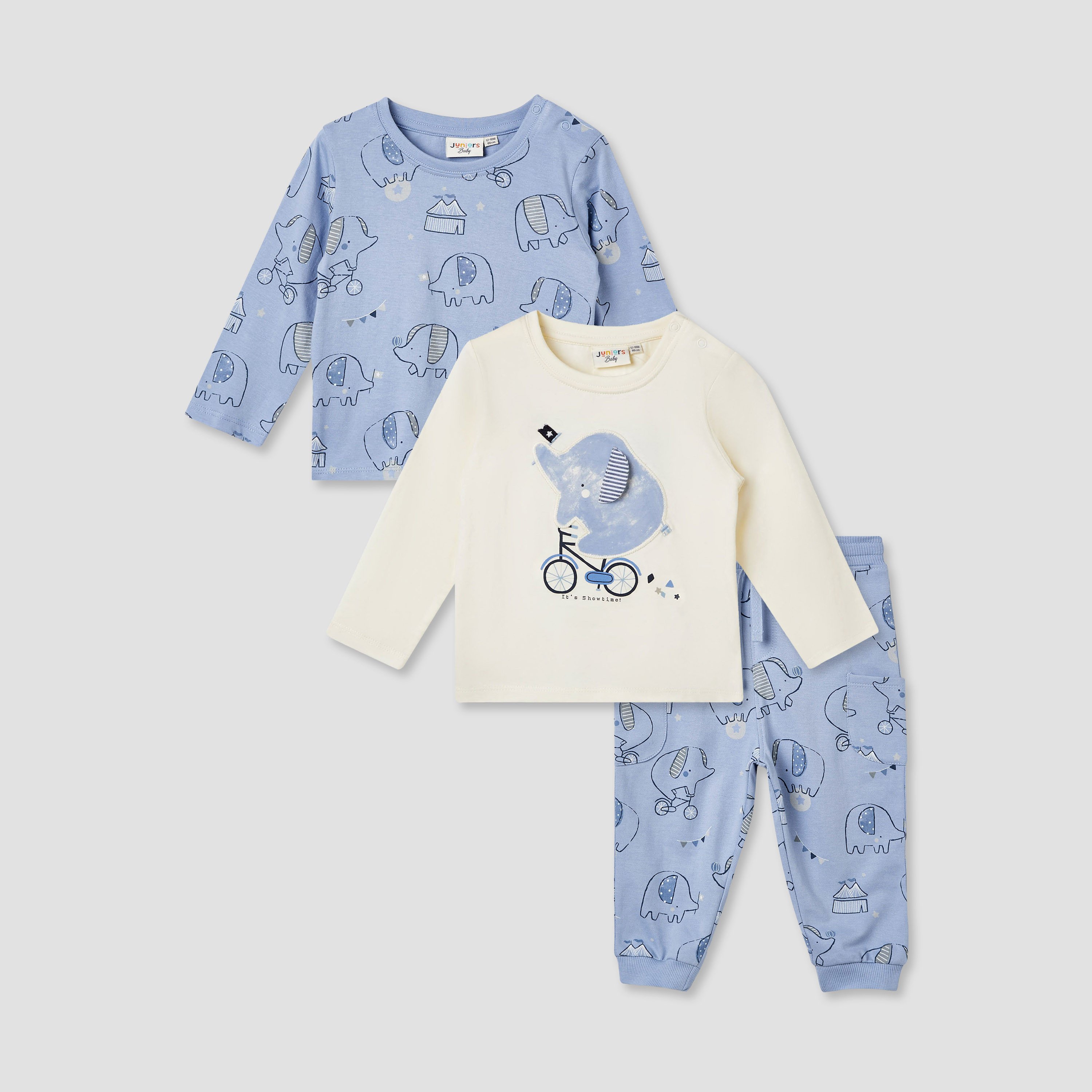Juniors 3-Piece Elephant Print T-shirts and Joggers Set-baby-boys-clothing-setsandcoords-image-1