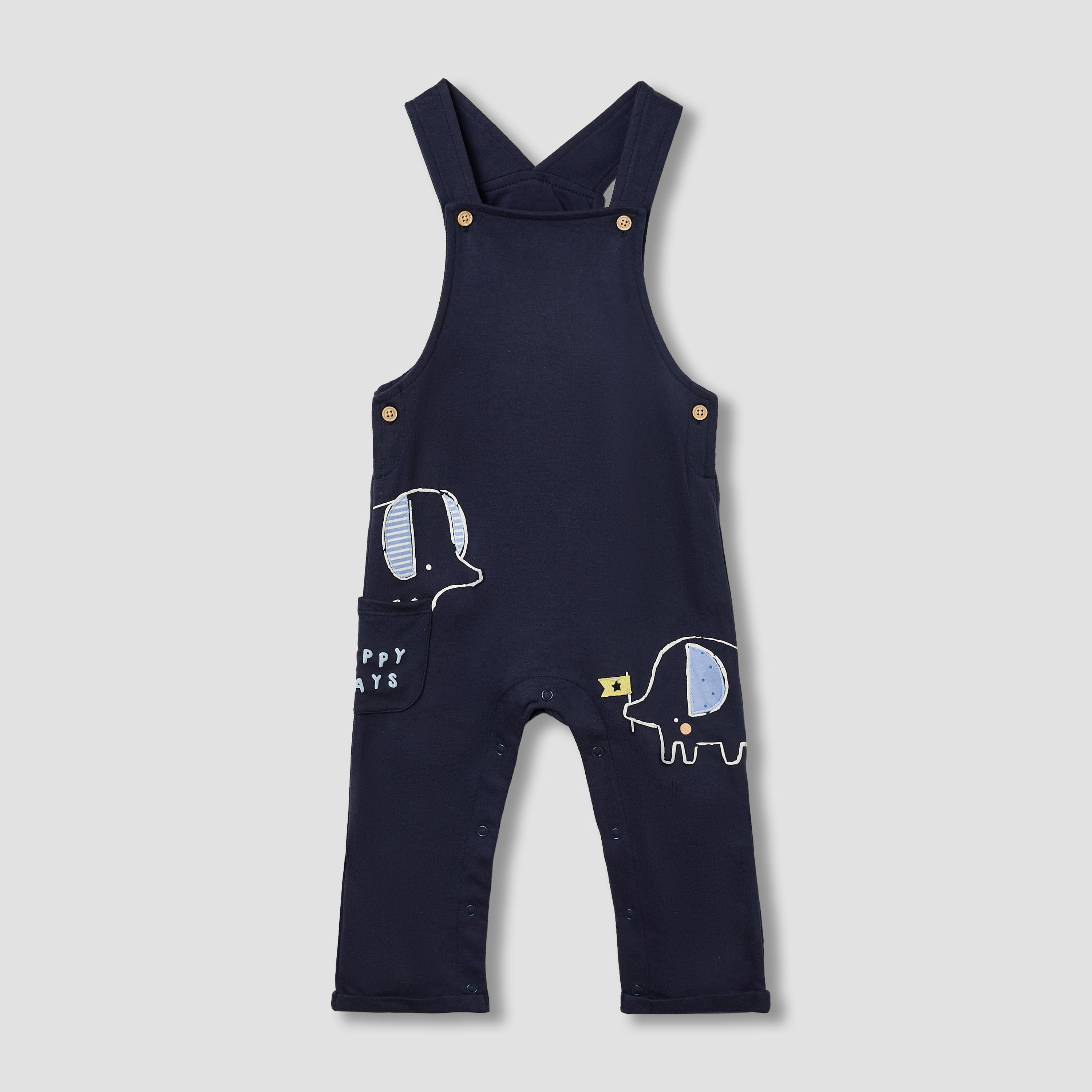 Juniors Elephant Applique Dungaree and T-shirt Set-baby-boys-clothing-setsandcoords-image-2