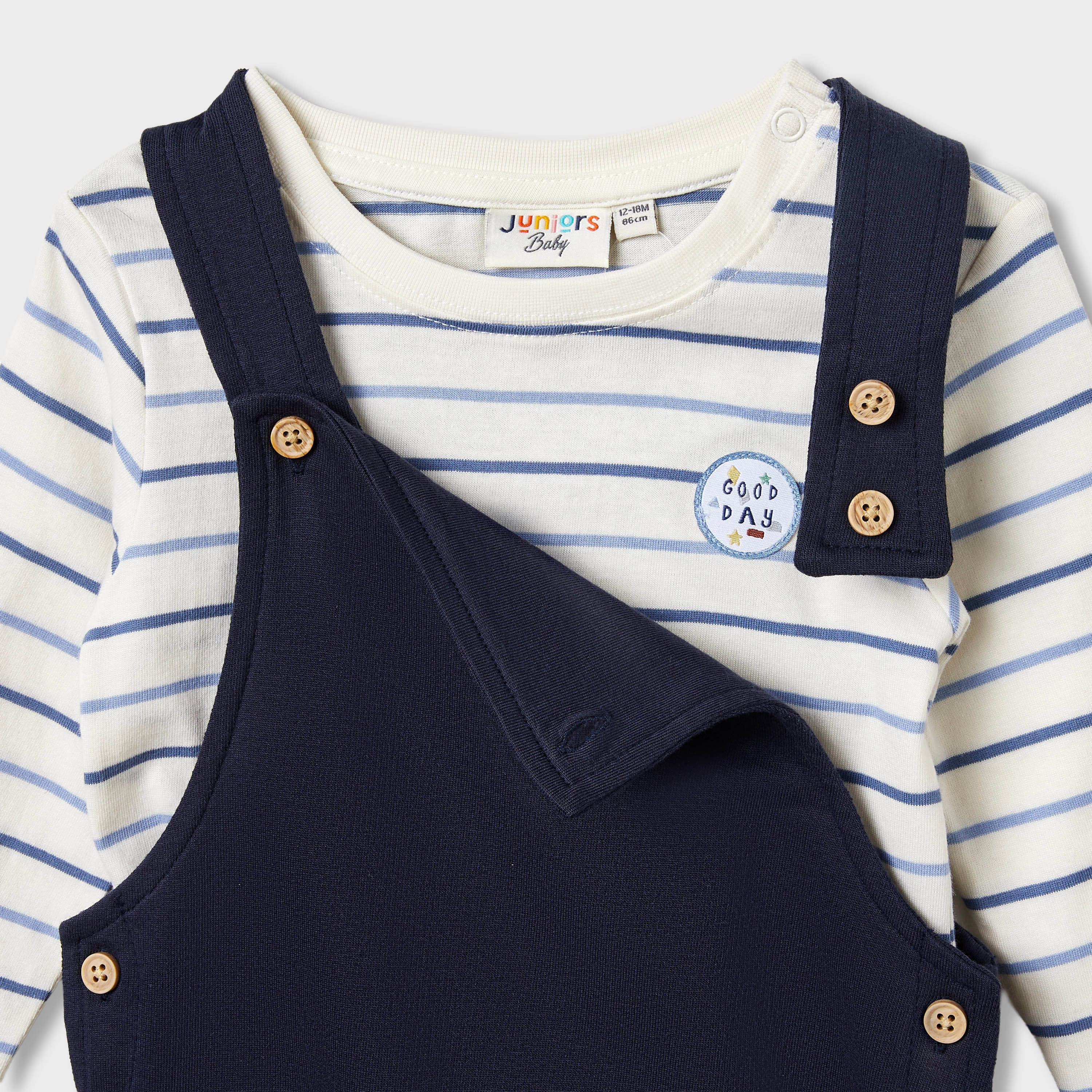 Juniors Elephant Applique Dungaree and T-shirt Set-baby-boys-clothing-setsandcoords-image-4