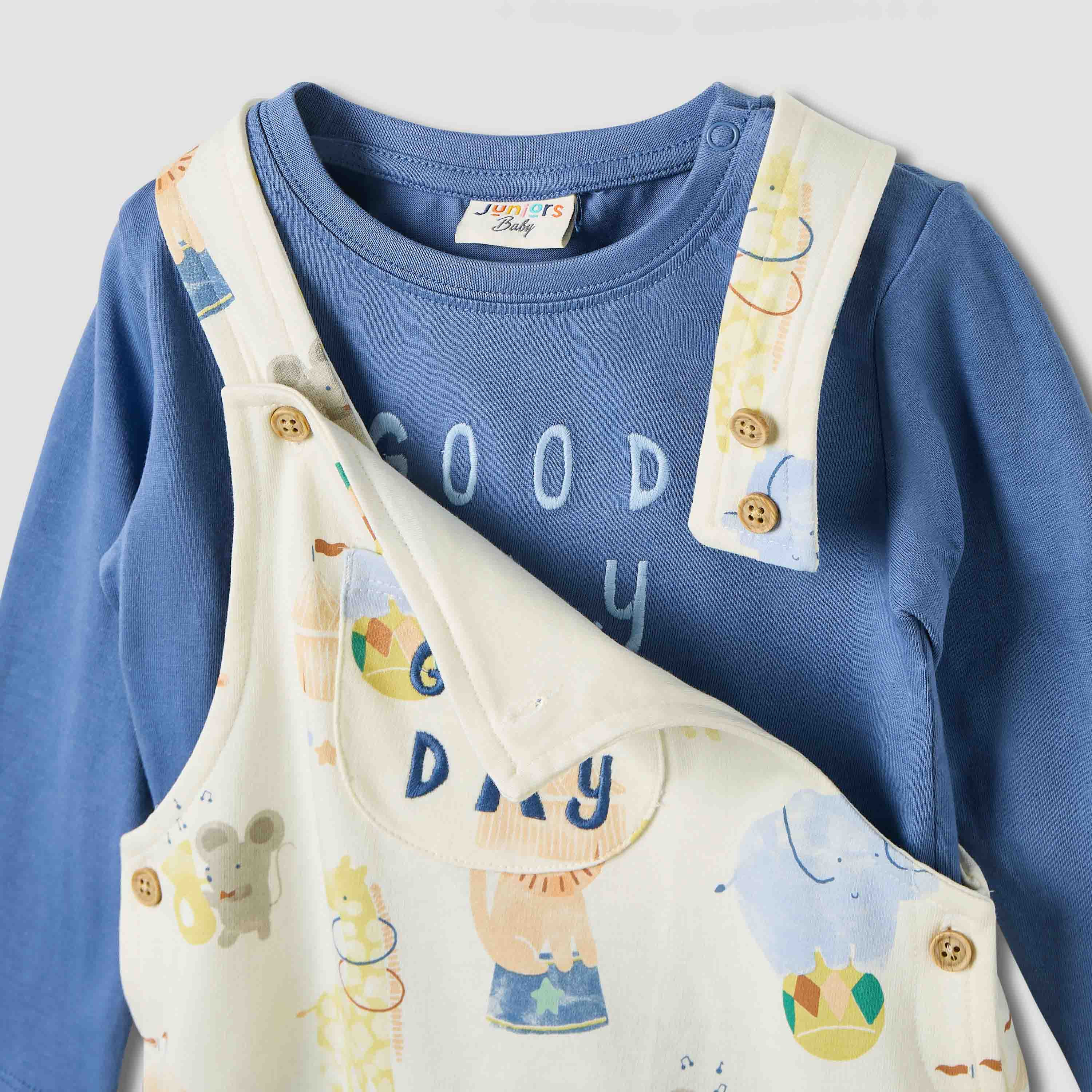 Juniors Boys T-shirt and Dungaree Set with Safari Print - Cotton - Long Sleeves - Crew Neck-baby-boys-clothing-setsandcoords-image-4