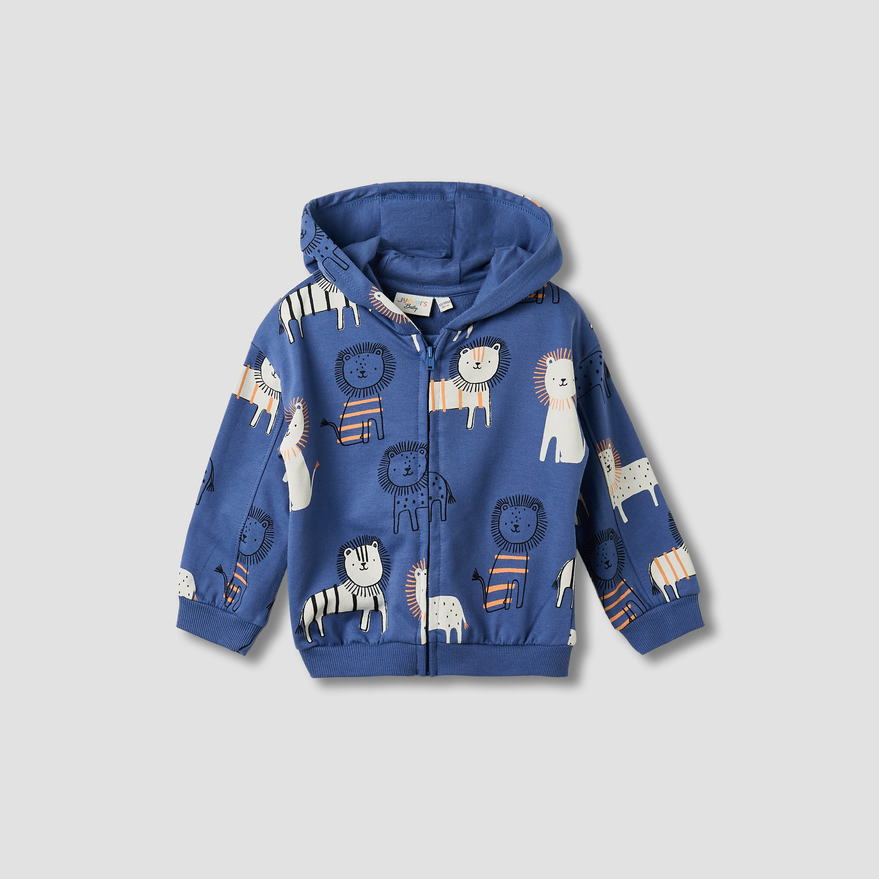 Juniors Boys Sweatshirt and Joggers Set with Safari Print - Cotton - Long Sleeves - Hood-baby-boys-clothing-winterwear-setsandcoords-image-2