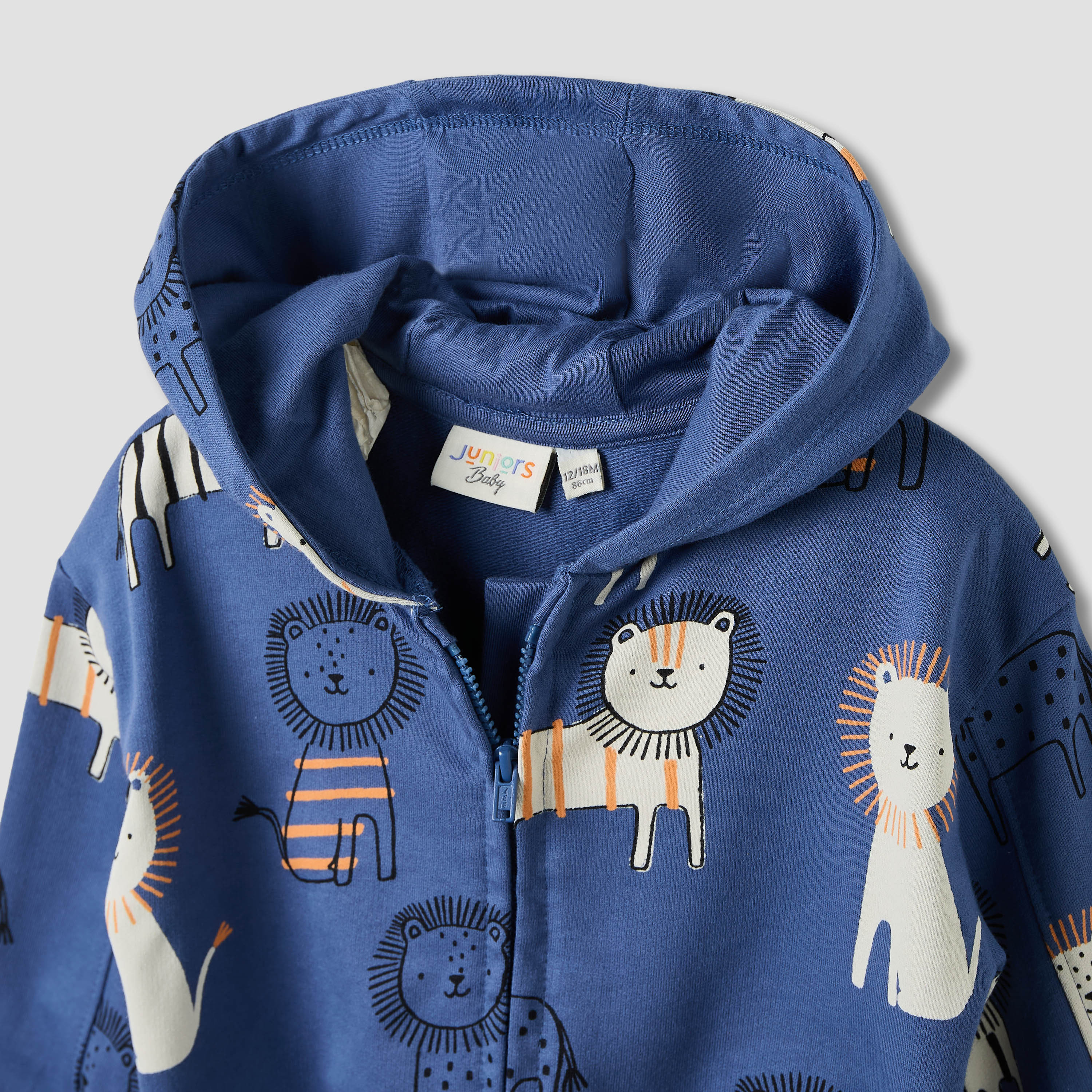 Juniors Boys Sweatshirt and Joggers Set with Safari Print - Cotton - Long Sleeves - Hood-baby-boys-clothing-winterwear-setsandcoords-image-4