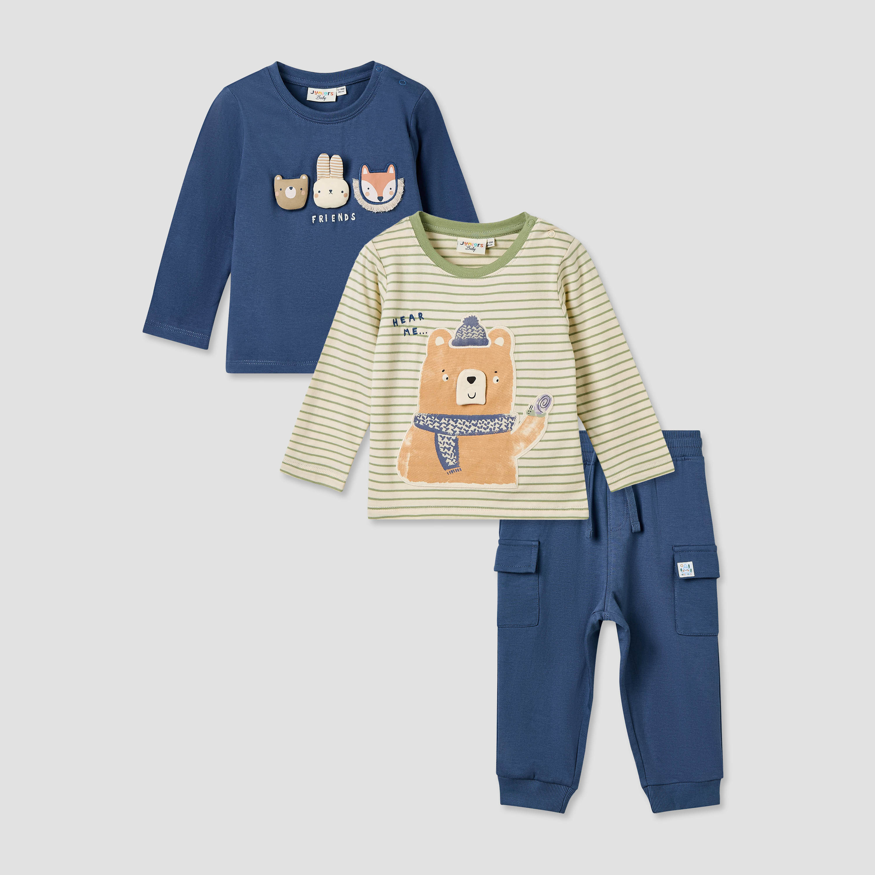 Juniors Boys T-shirts and Joggers Set with Applique Detail - Cotton - Long Sleeves-baby-boys-clothing-setsandcoords-image-1