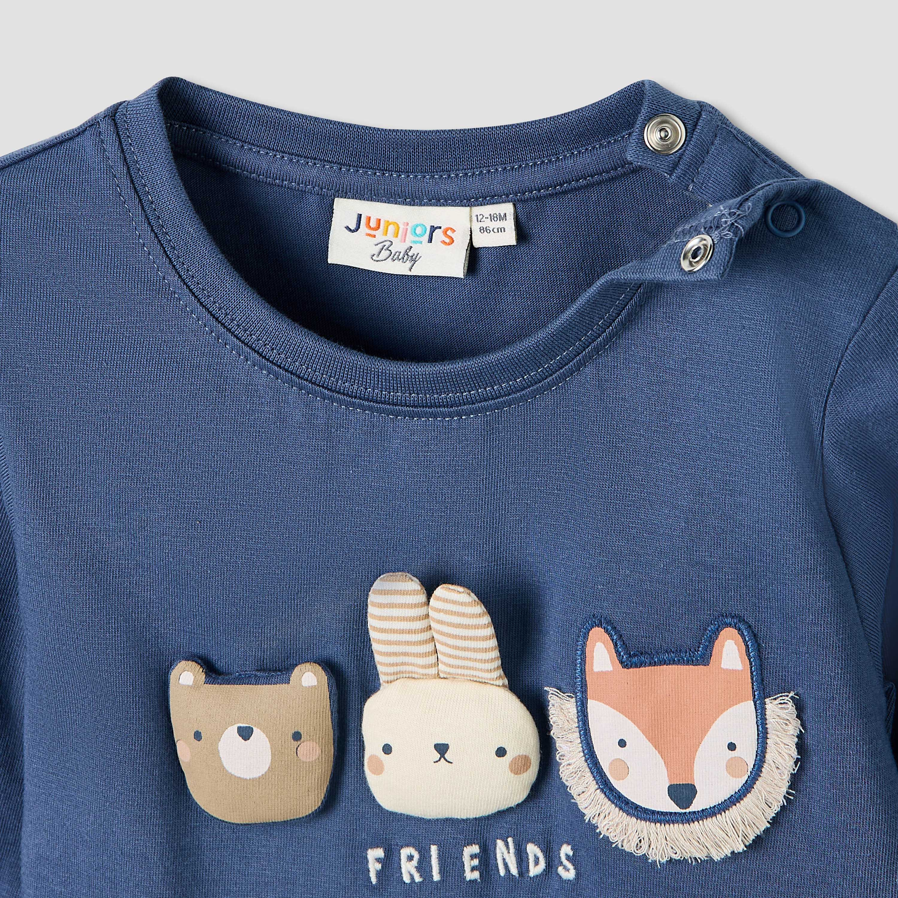 Juniors Boys T-shirts and Joggers Set with Applique Detail - Cotton - Long Sleeves-baby-boys-clothing-setsandcoords-image-5