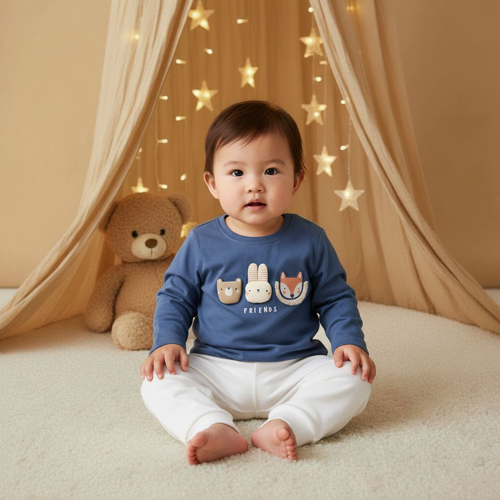 Juniors Boys T-shirts and Joggers Set with Applique Detail - Cotton - Long Sleeves-baby-boys-clothing-setsandcoords-image-7