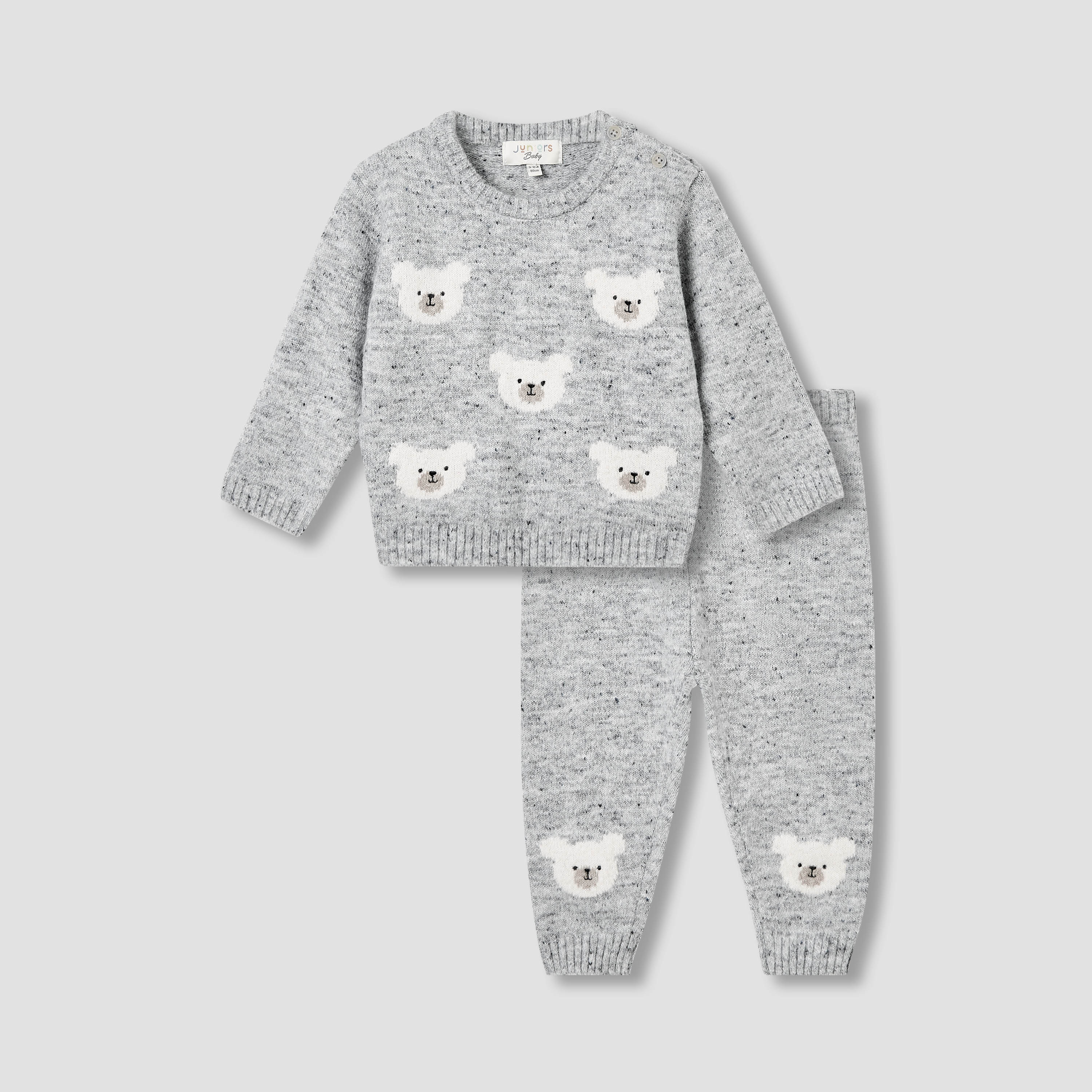 Juniors Boys Sweater and Pants Set with Teddy Print - Polyester Blend - Long Sleeves - Round Neck-baby-boys-clothing-winterwear-setsandcoords-image-1