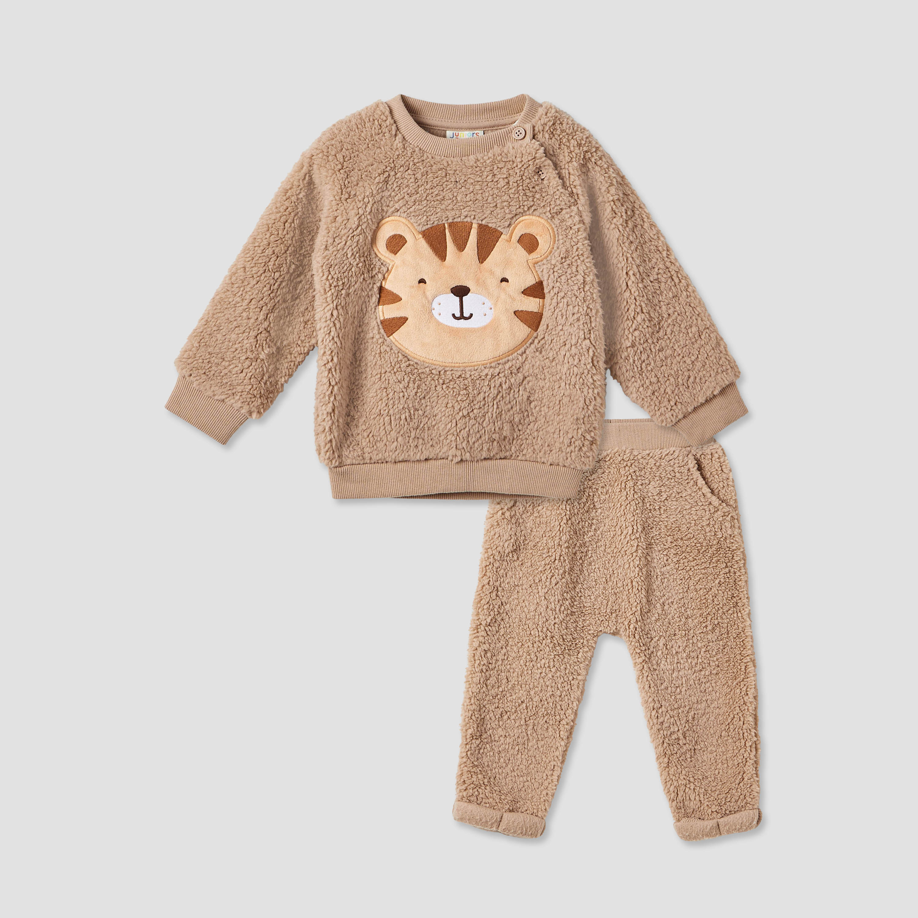 Juniors Tiger Applique Sweatshirt and Joggers Set-baby-boys-clothing-winterwear-setsandcoords-image-1
