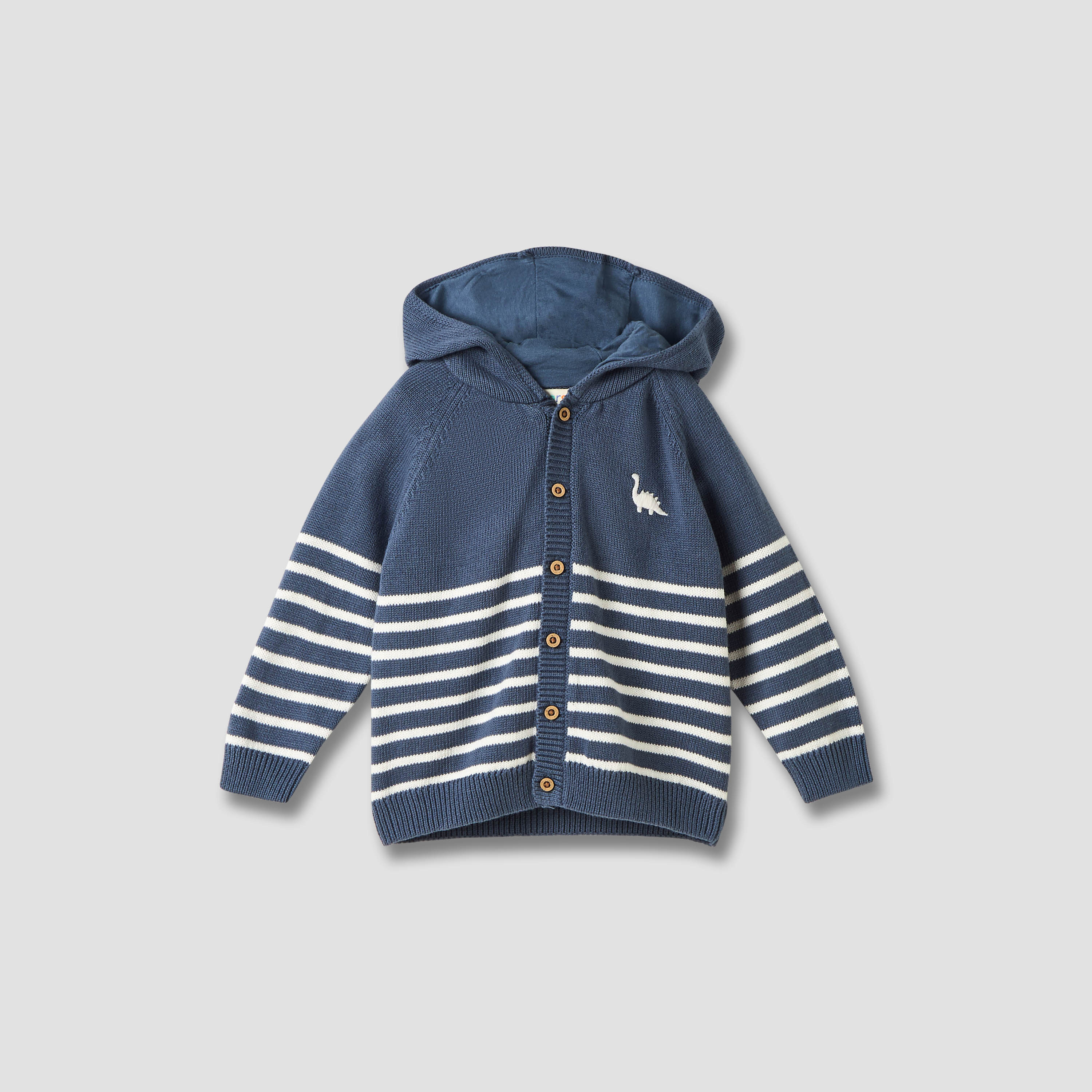 Juniors Striped Hooded Cardigan and Joggers Set-baby-boys-clothing-winterwear-setsandcoords-image-2