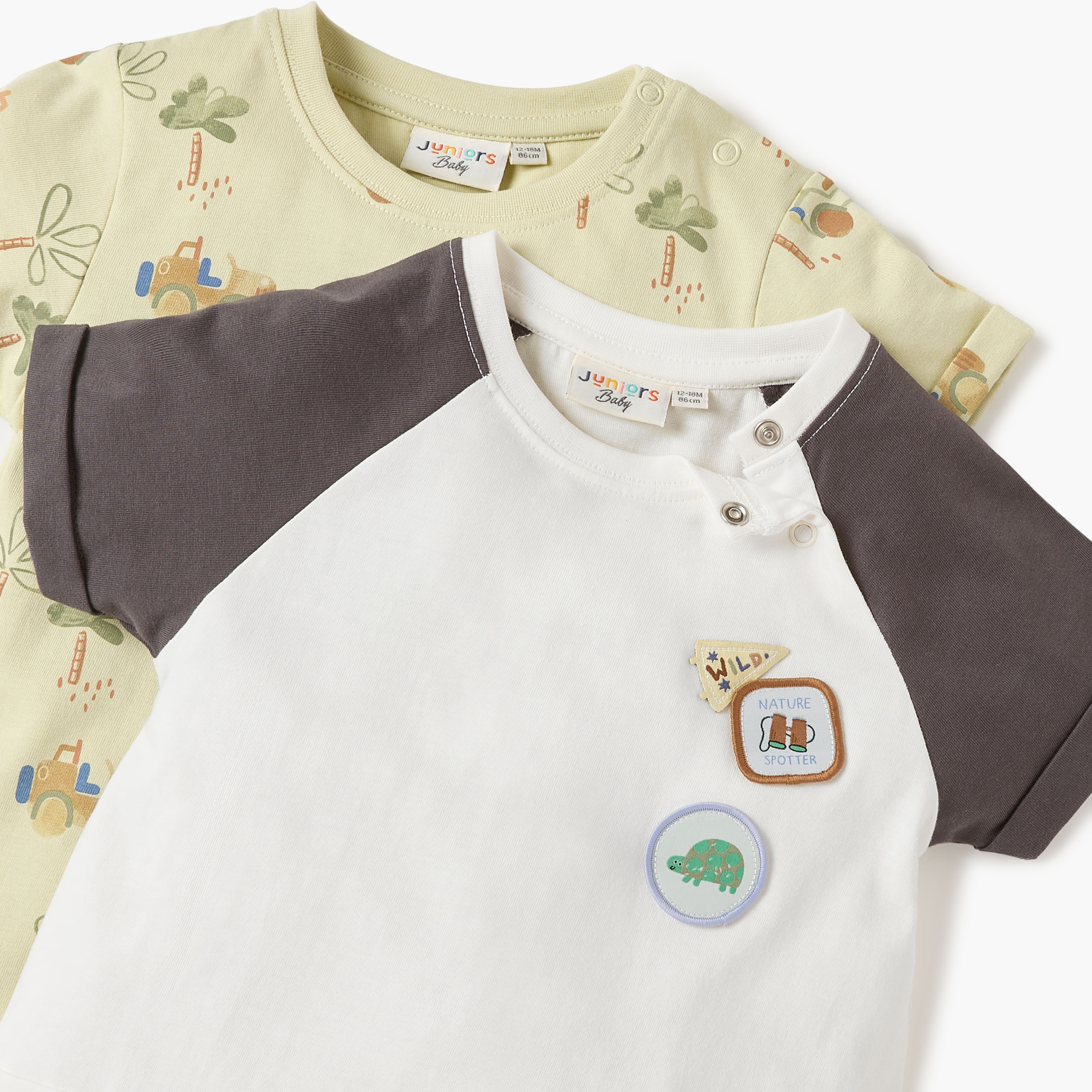 Juniors Assorted Romper with Short Sleeves and Button Closure - Set of 2-baby-boys-clothing-rompers-image-4