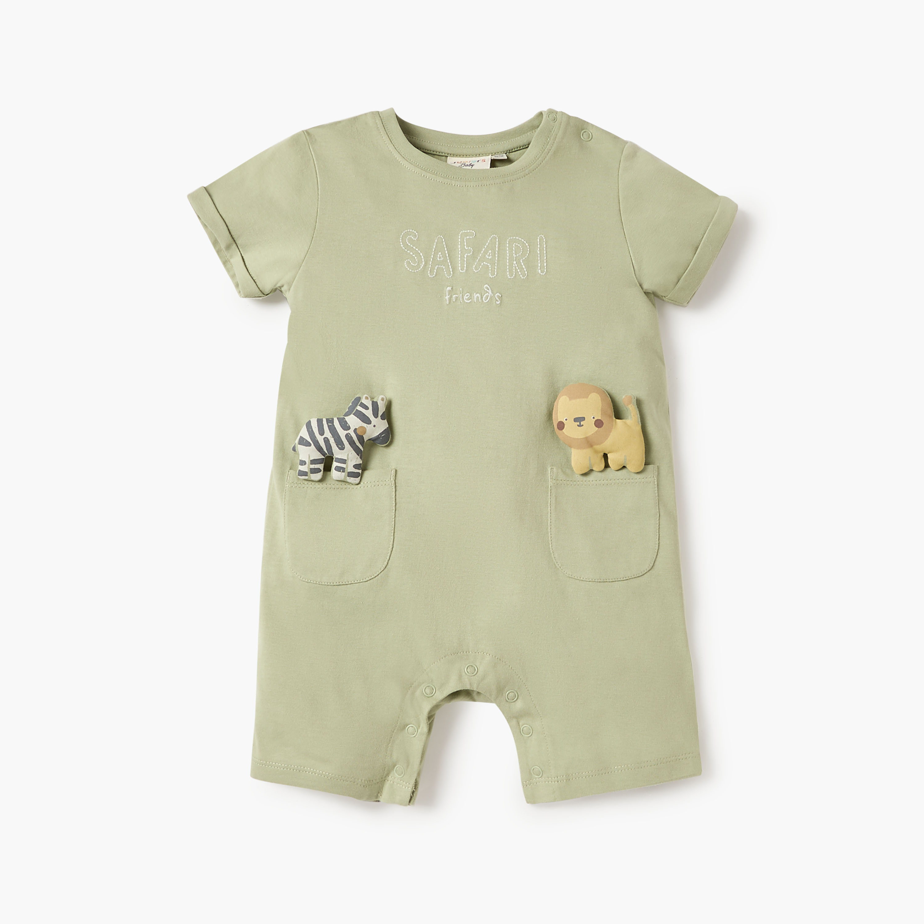 أفرولات بطبعات حيوانات وأزرار إغلاق من جونيورز - طقم من قطعتين-baby-boys-clothing-multipacks-image-2