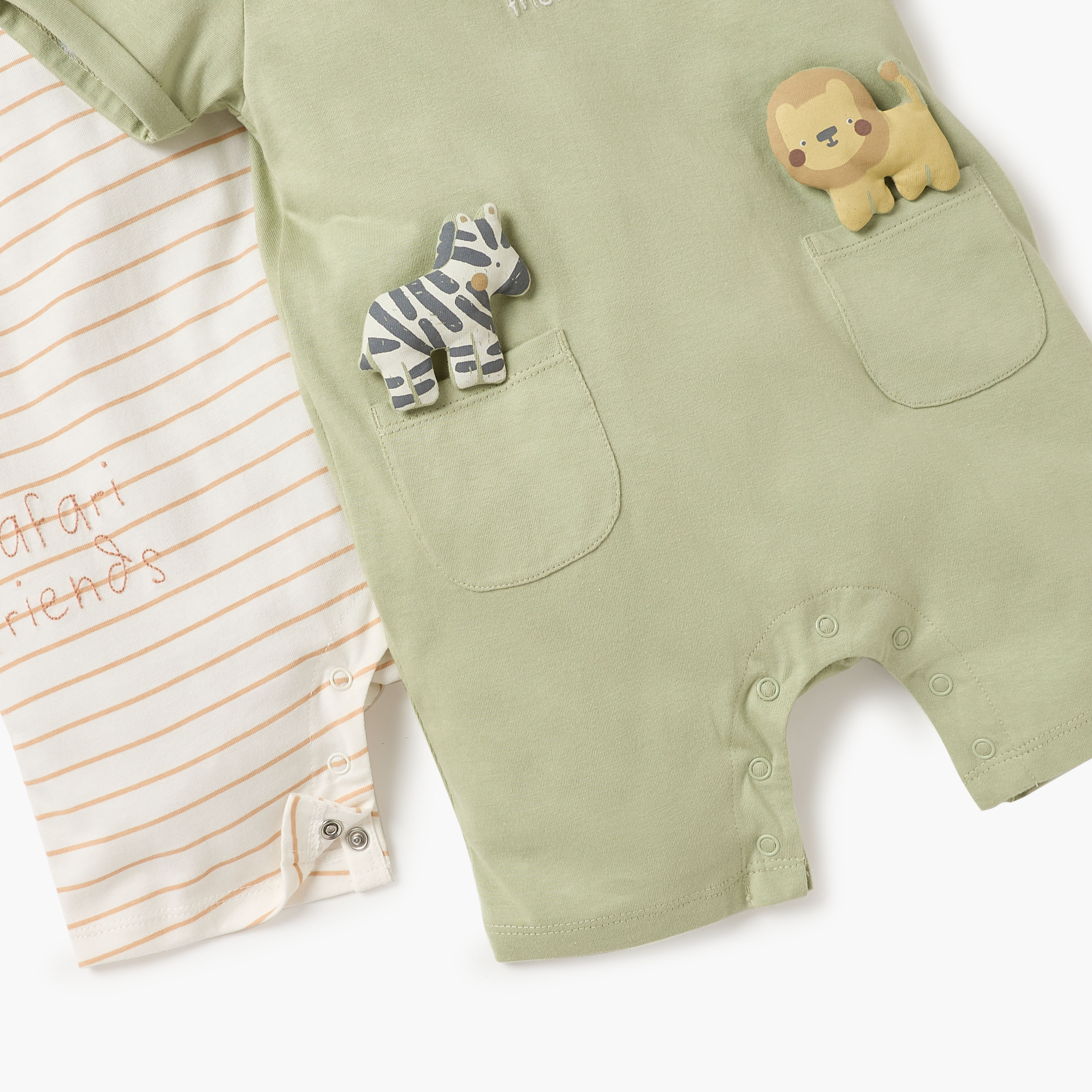 أفرولات بطبعات حيوانات وأزرار إغلاق من جونيورز - طقم من قطعتين-baby-boys-clothing-multipacks-image-5