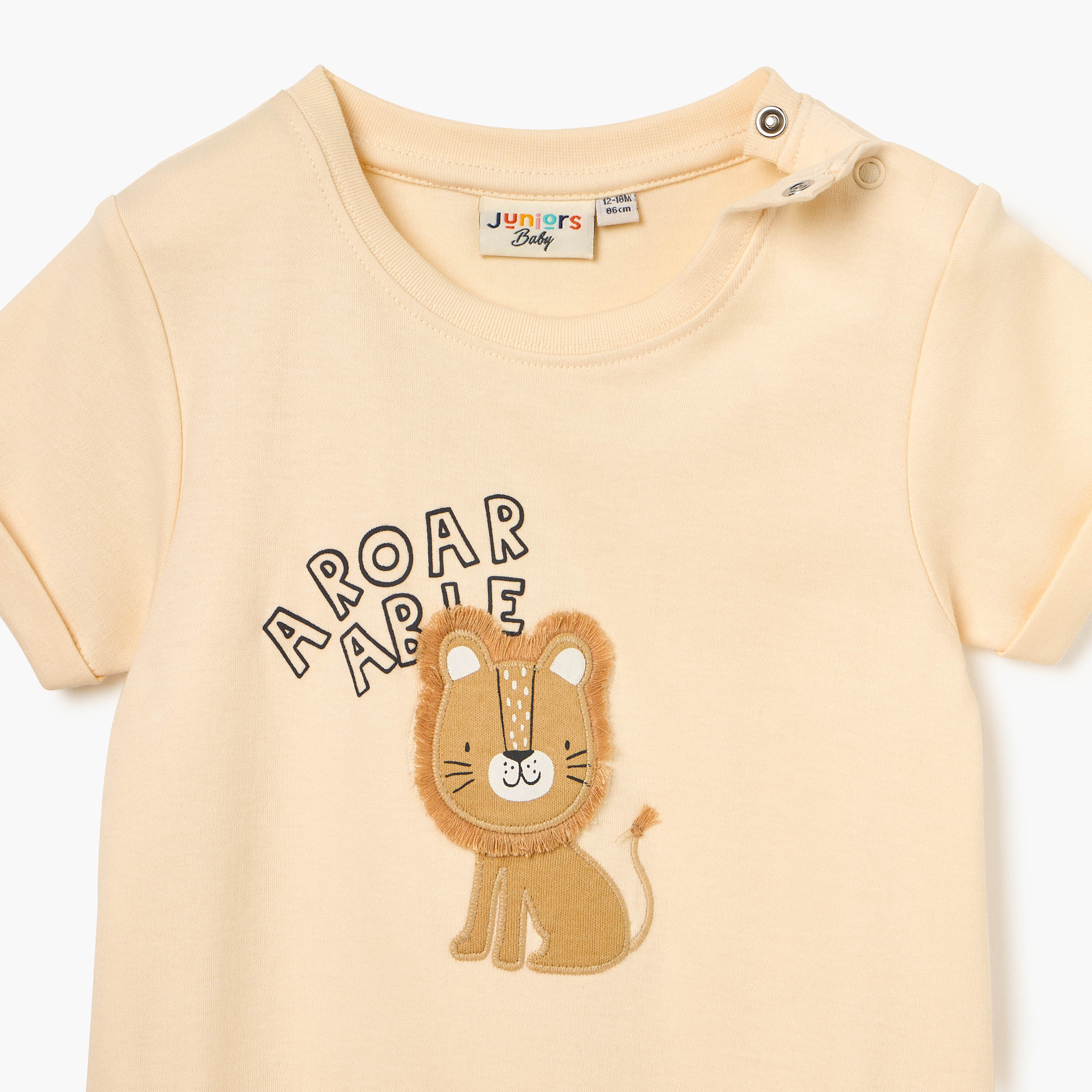 أفرول بتطريز أسد وأكمام قصيرة وأزرار إغلاق من جونيورز-baby-boys-clothing-rompers-image-2