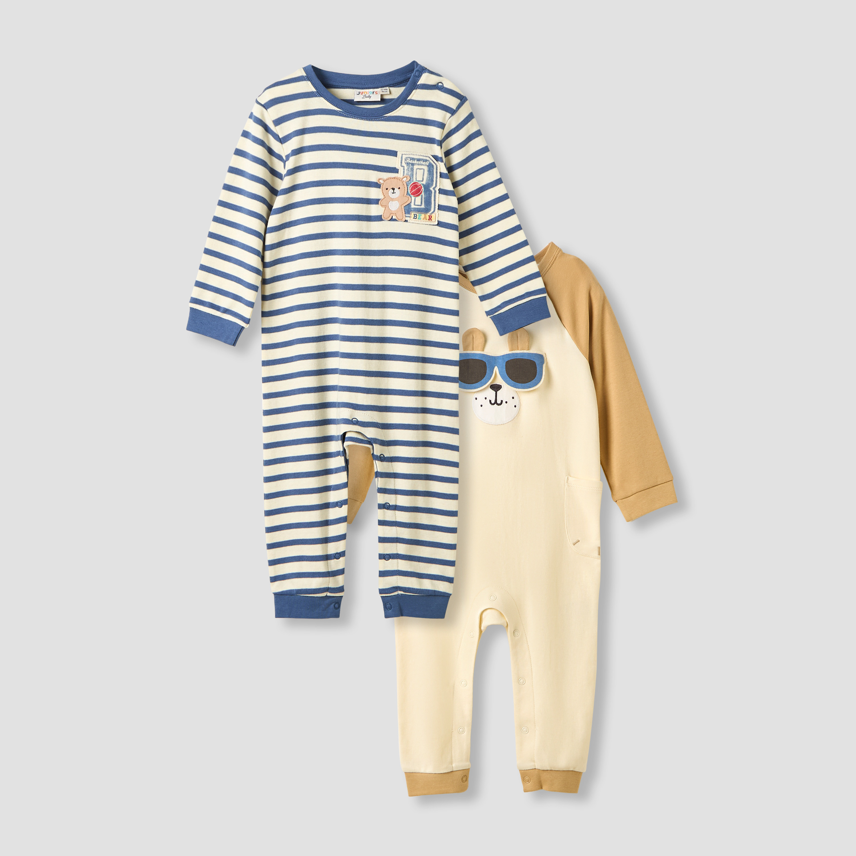 رومبر بأكمام طويلة وزخارف من جونيورز - طقم من قطعتين-baby-boys-clothing-rompers-image-1