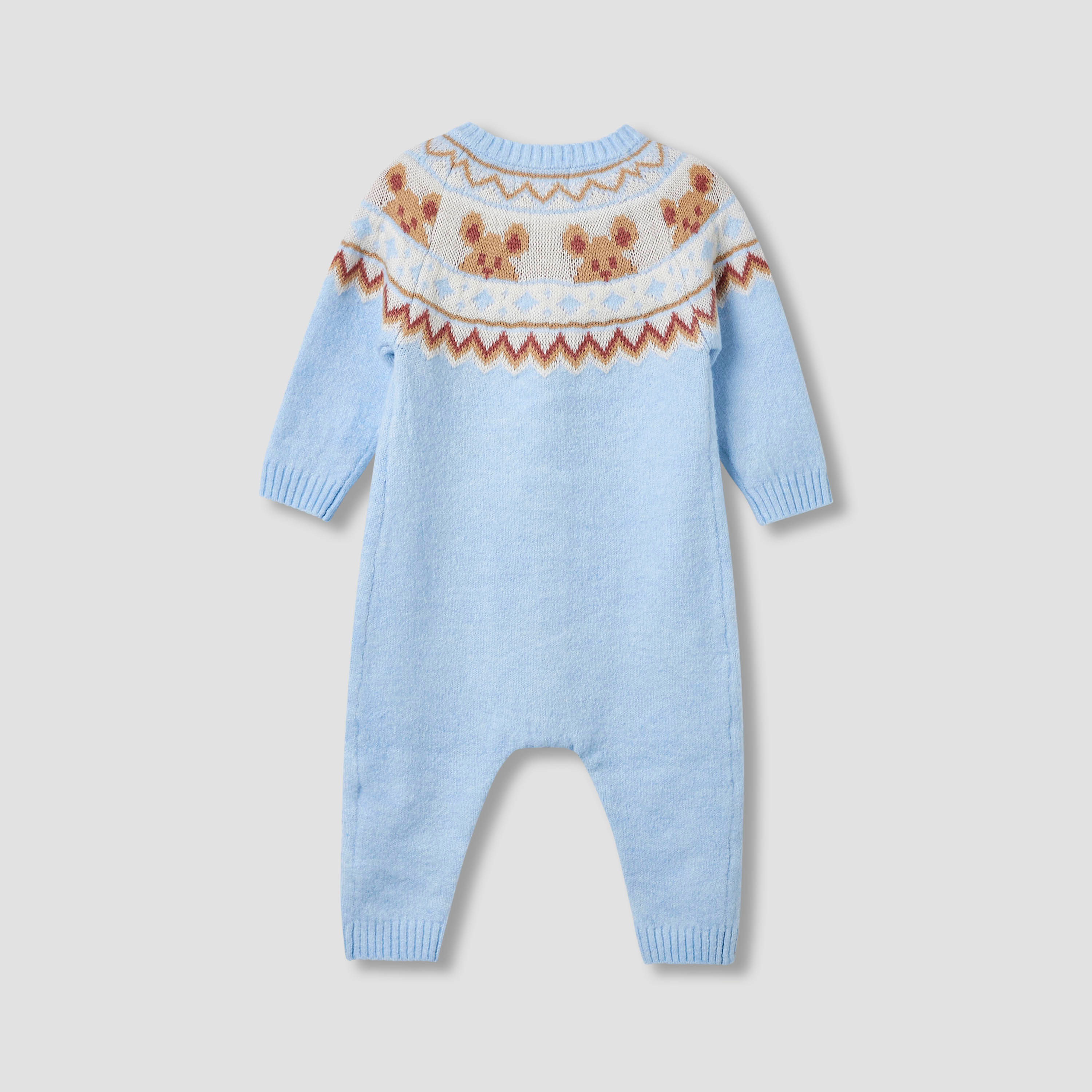 Juniors Round Neck Romper with Button Closure - Polyester Blend - Long Sleeves-baby-boys-clothing-rompers-image-2