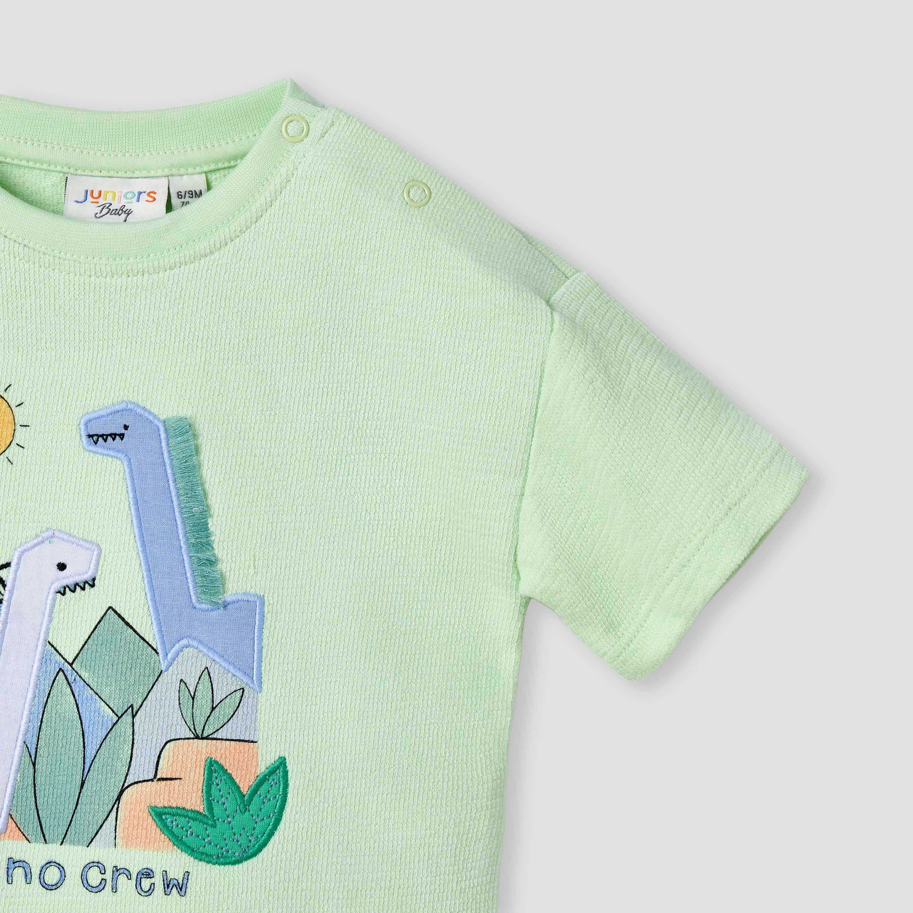 Juniors Dinosaur Applique T-shirt with Short Sleeves-baby-boys-clothing-tshirtsandpolos-image-4