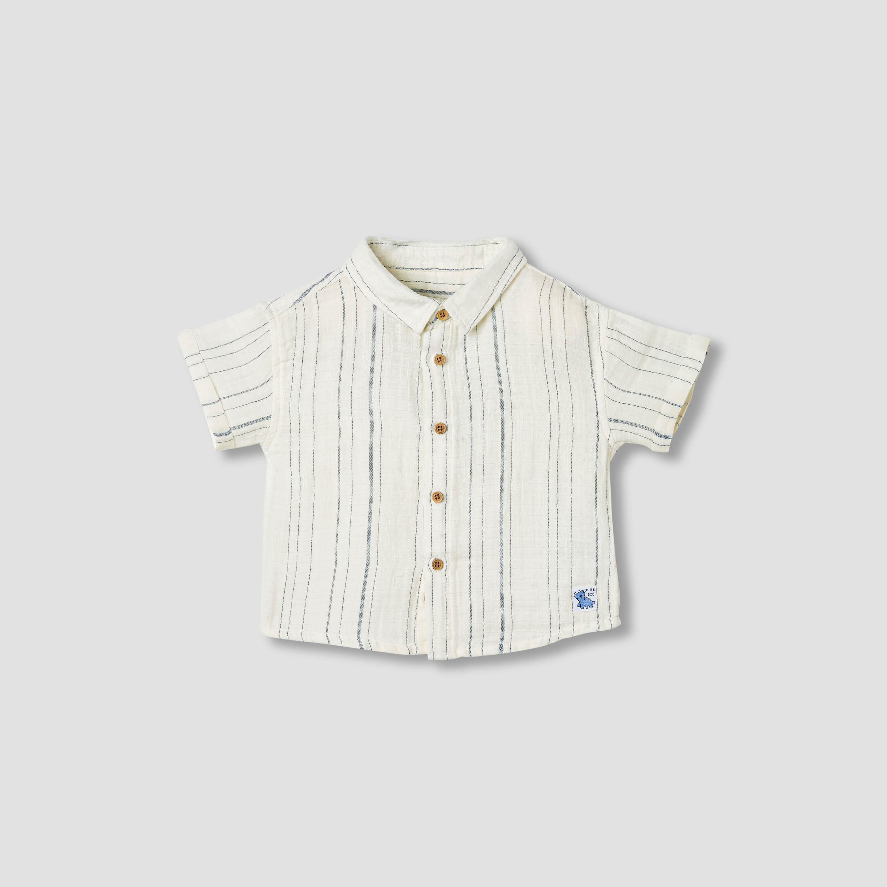 Juniors Striped Shirt with Short Sleeves-baby-boys-clothing-shirts-image-1