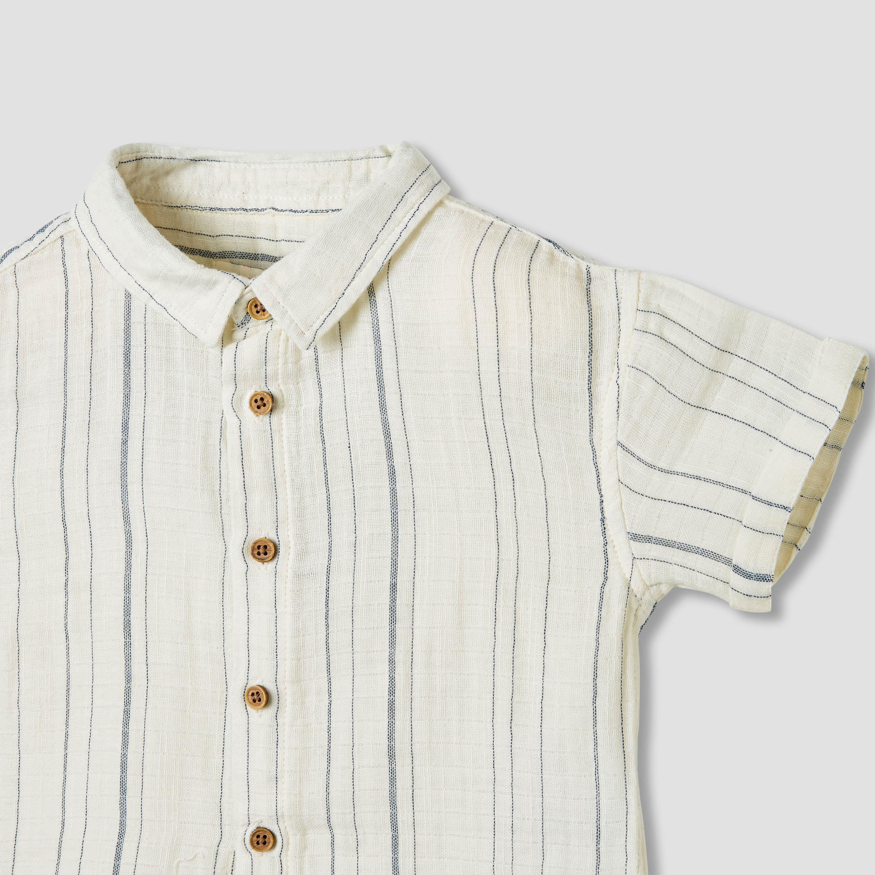 Juniors Striped Shirt with Short Sleeves-baby-boys-clothing-shirts-image-3