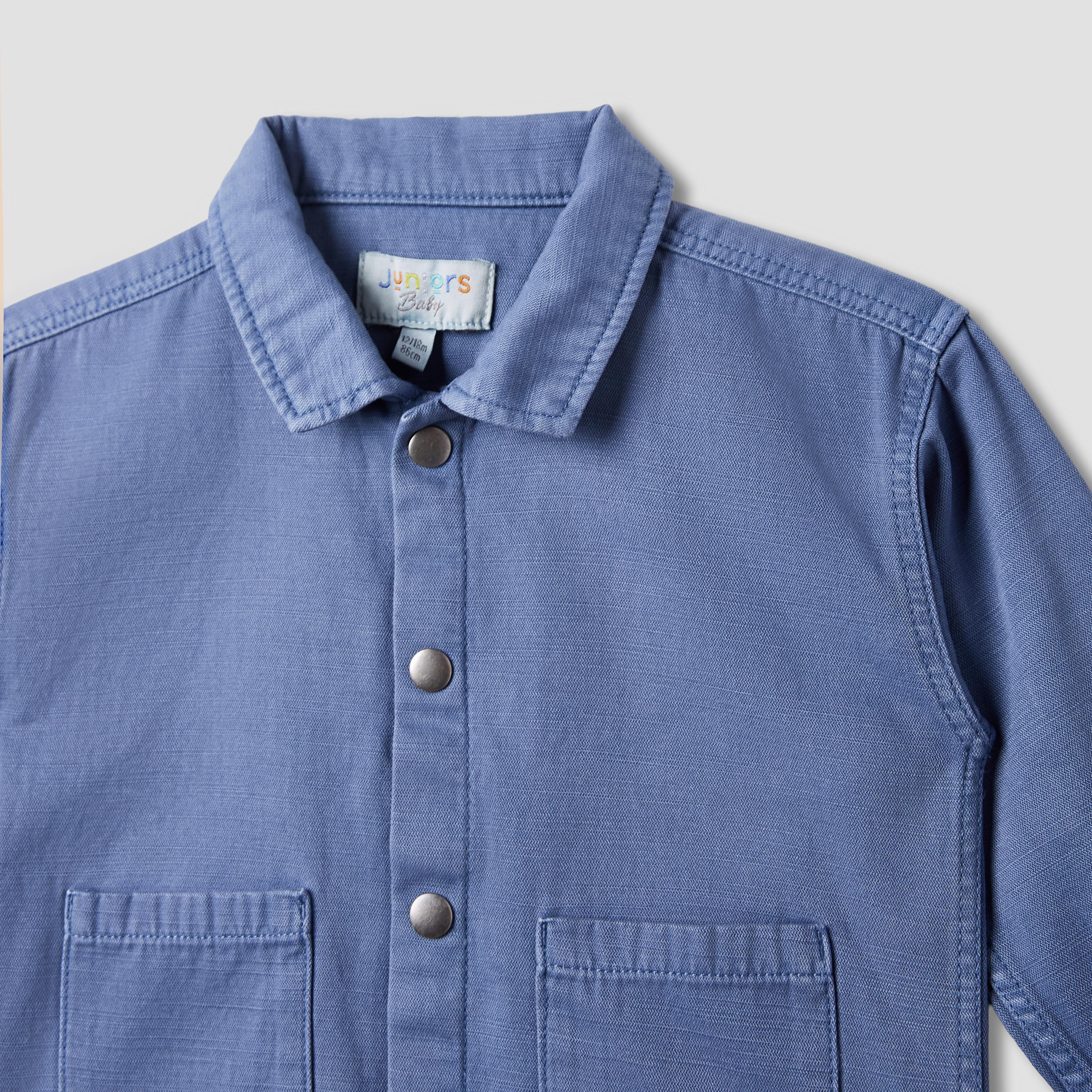 Juniors Denim Shirt with Collar-baby-boys-clothing-shirts-image-3