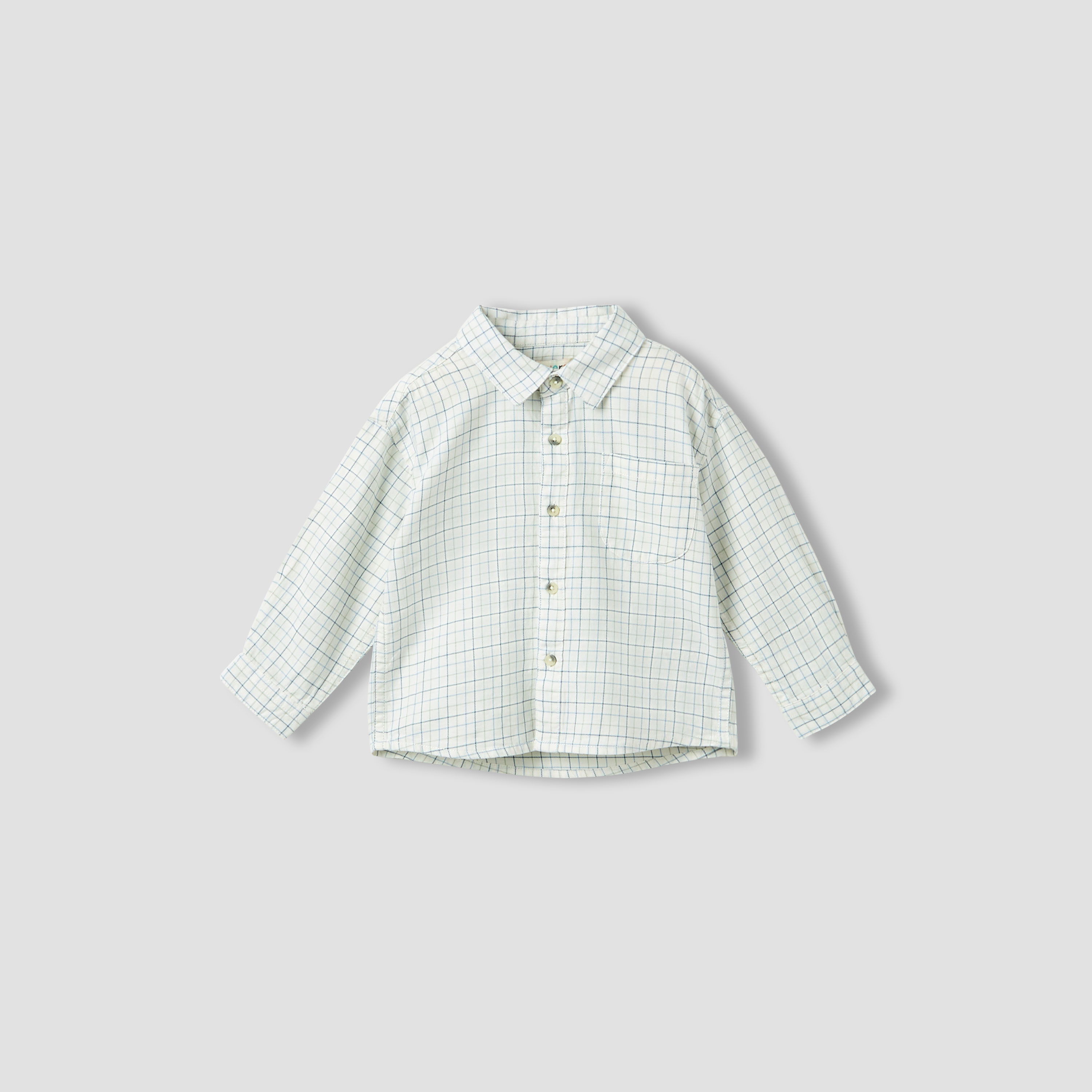 Juniors Boys Collared Neck Shirt with Pocket - Cotton - Long Sleeves-baby-boys-clothing-shirts-image-2