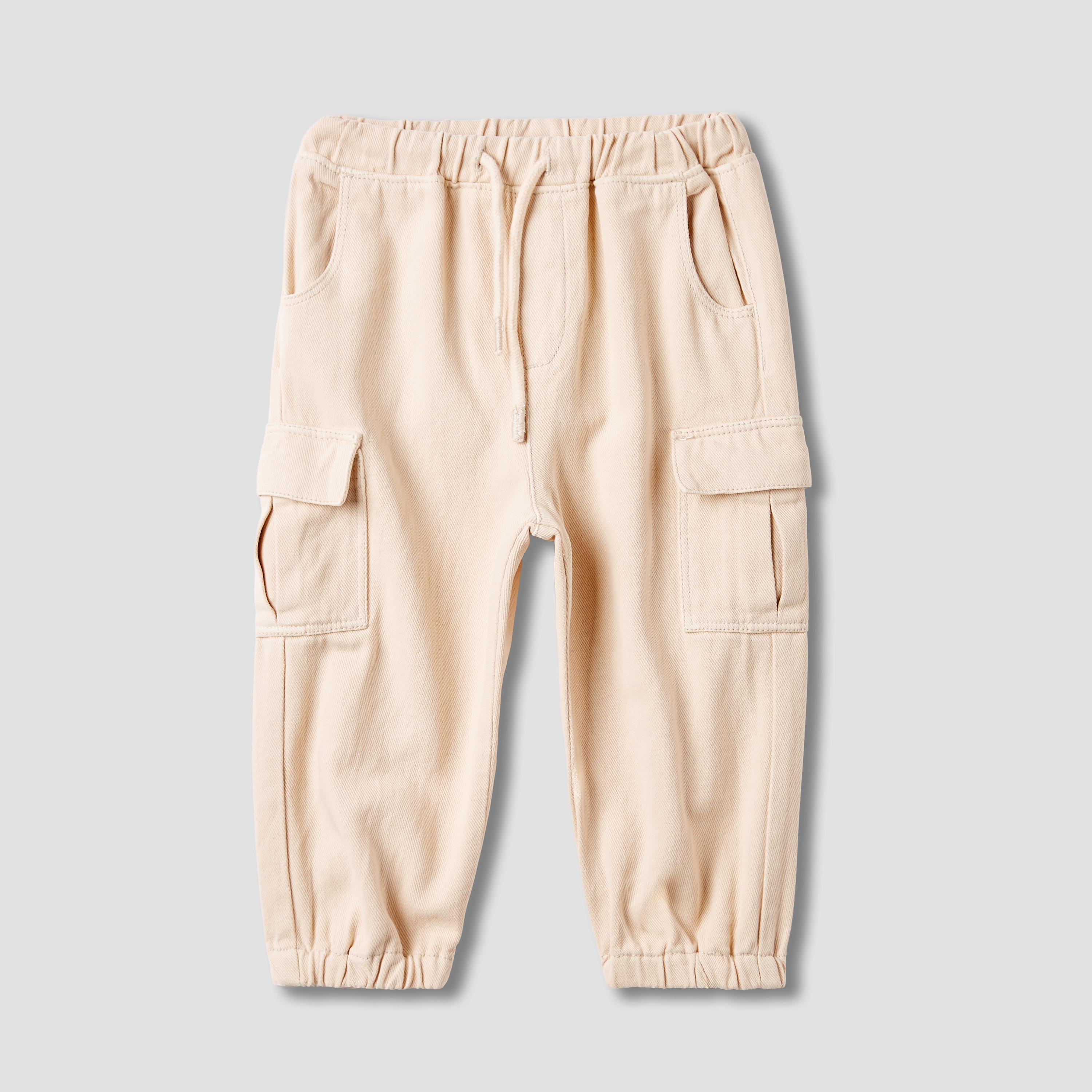 Juniors Solid Cargo Joggers with Pockets-baby-boys-clothing-bottoms-joggersandtrackpants-image-1