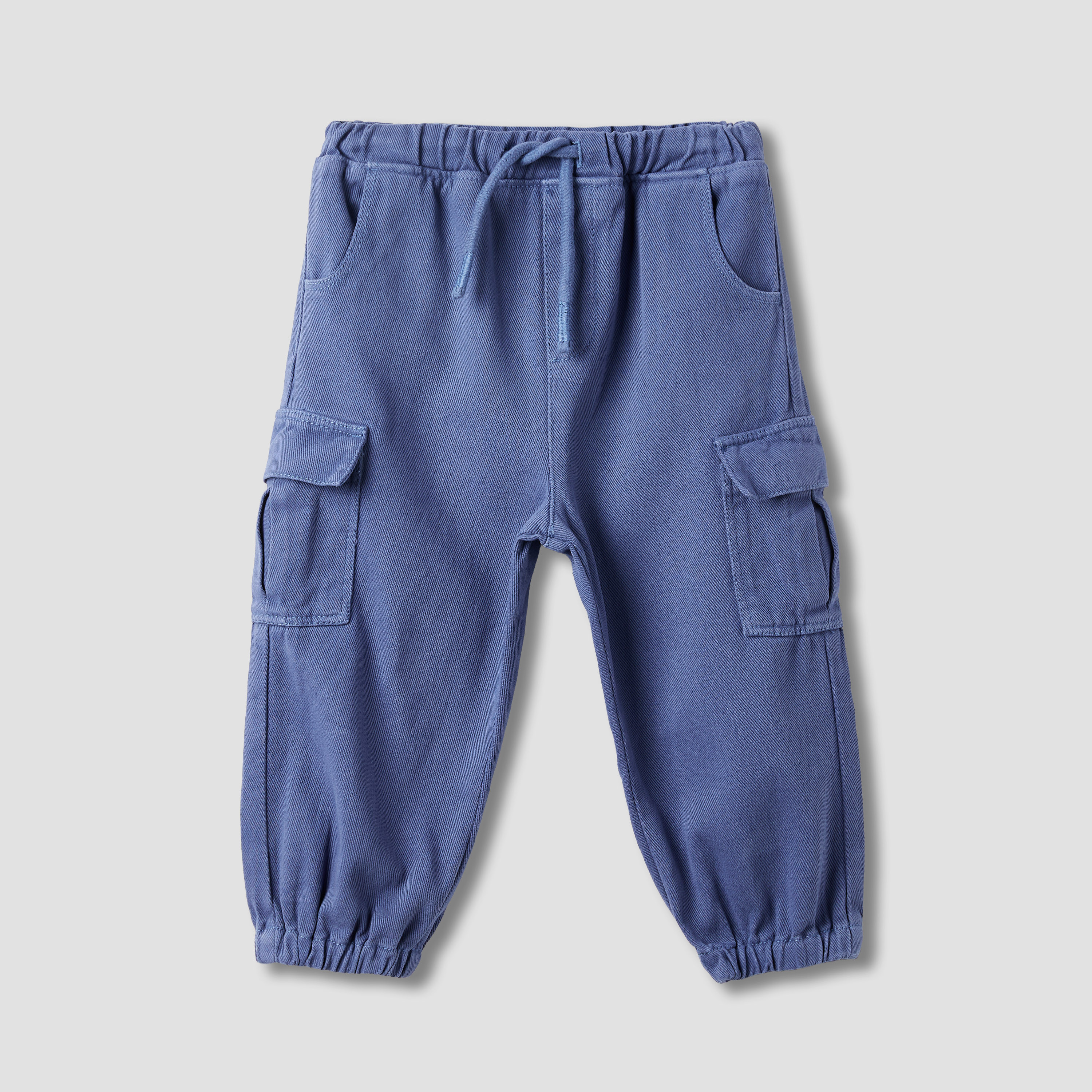 Juniors Solid Cargo Joggers with Pockets-baby-boys-clothing-bottoms-joggersandtrackpants-image-1