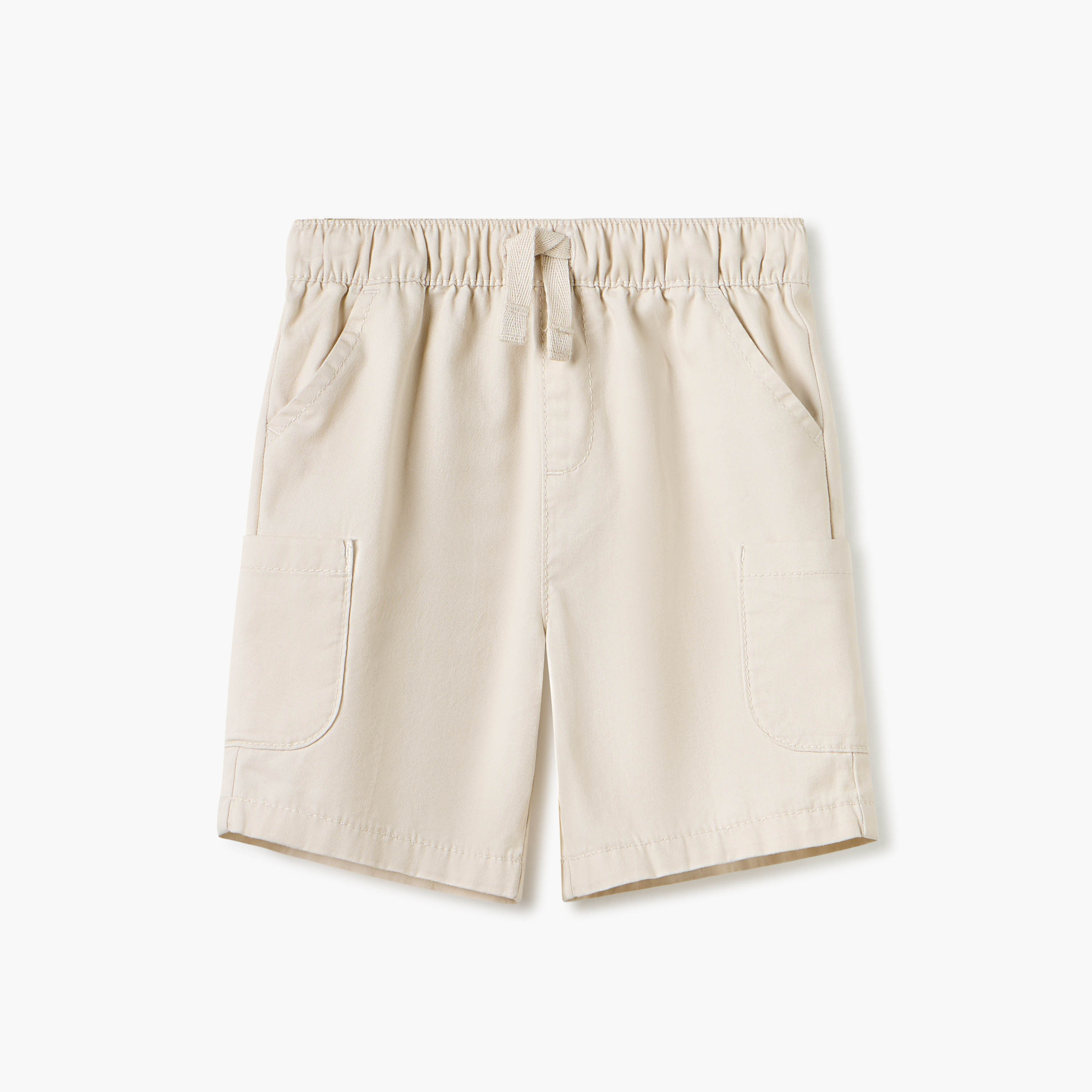 Juniors Solid Shorts with Elasticated Waistband and Pockets-baby-boys-clothing-bottoms-shorts-image-1