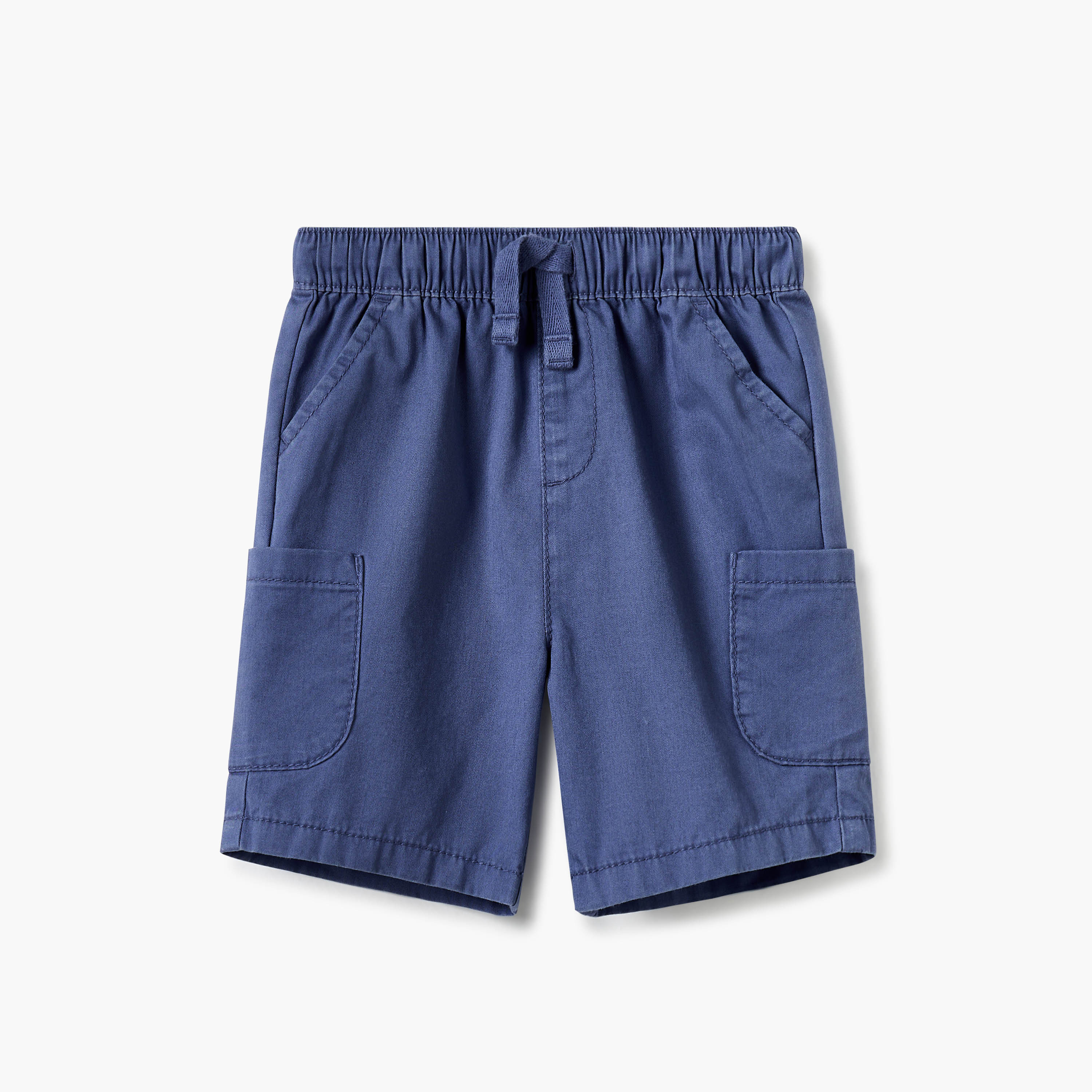 Juniors Solid Shorts with Elasticated Waistband and Pockets-baby-boys-clothing-bottoms-shorts-image-1