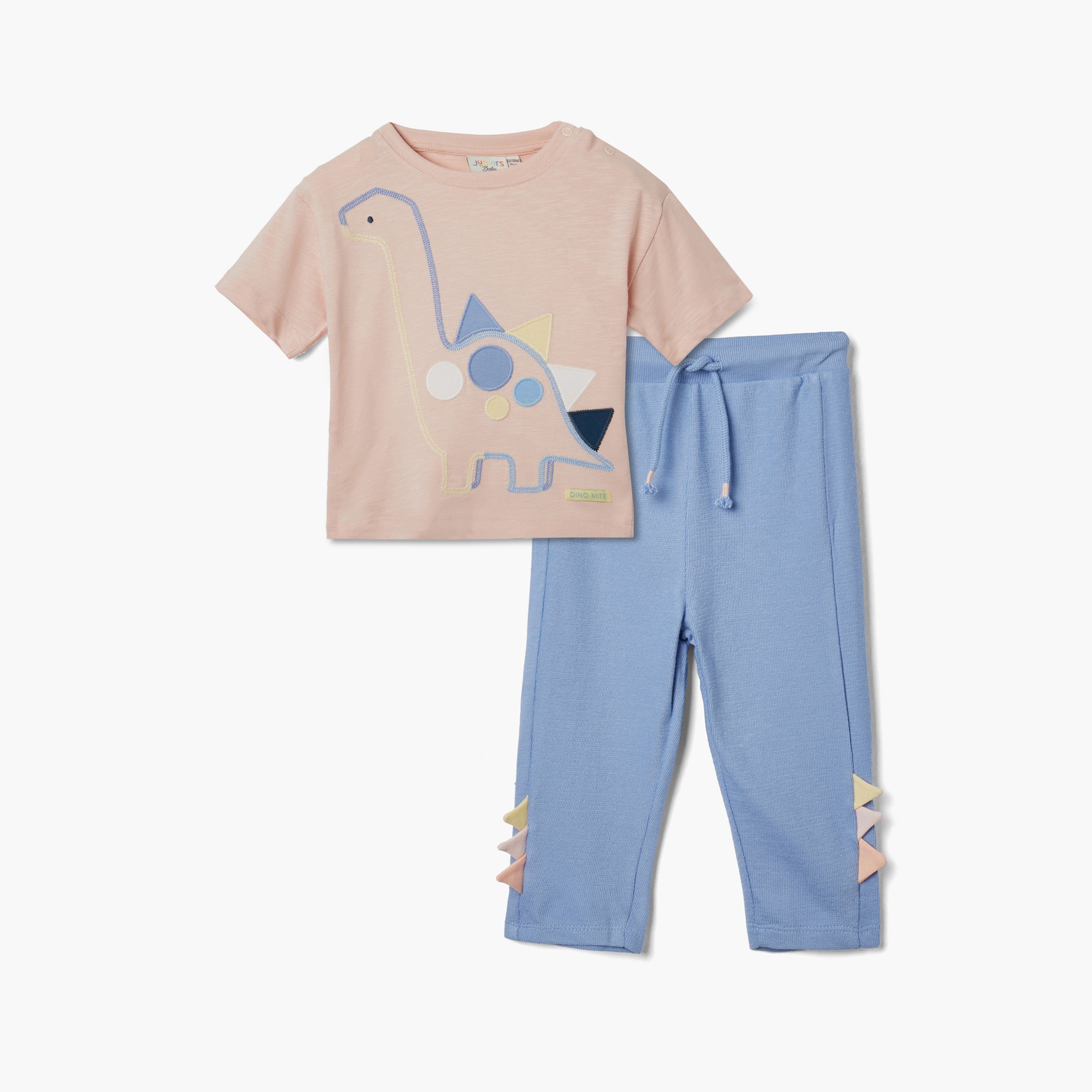 Juniors Dinosaur Applique T-shirt and Jogger Set-baby-boys-clothing-setsandcoords-image-1
