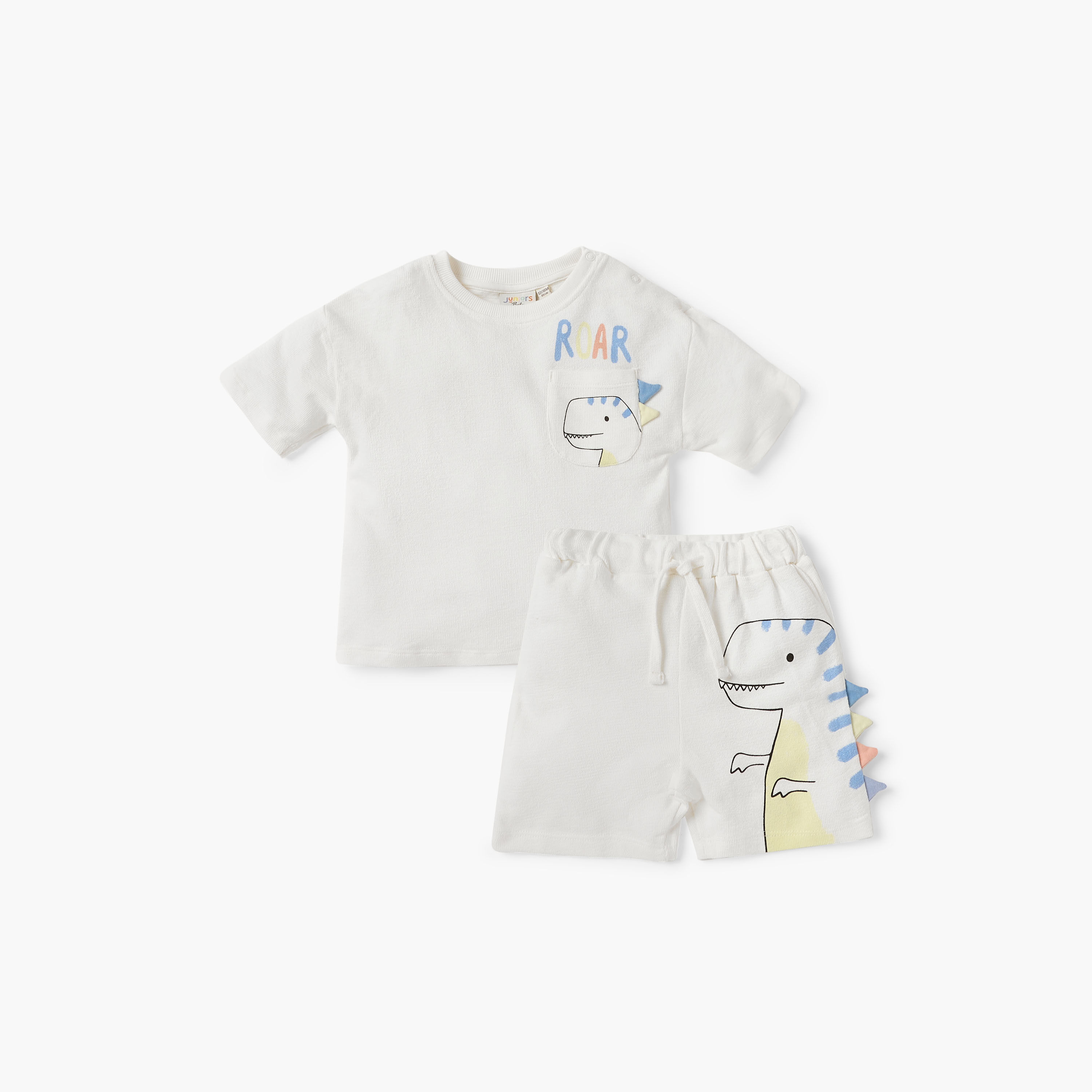 طقم شورت وتيشيرت بطبعات ديناصور من جونيورز-baby-boys-clothing-setsandcoords-image-1