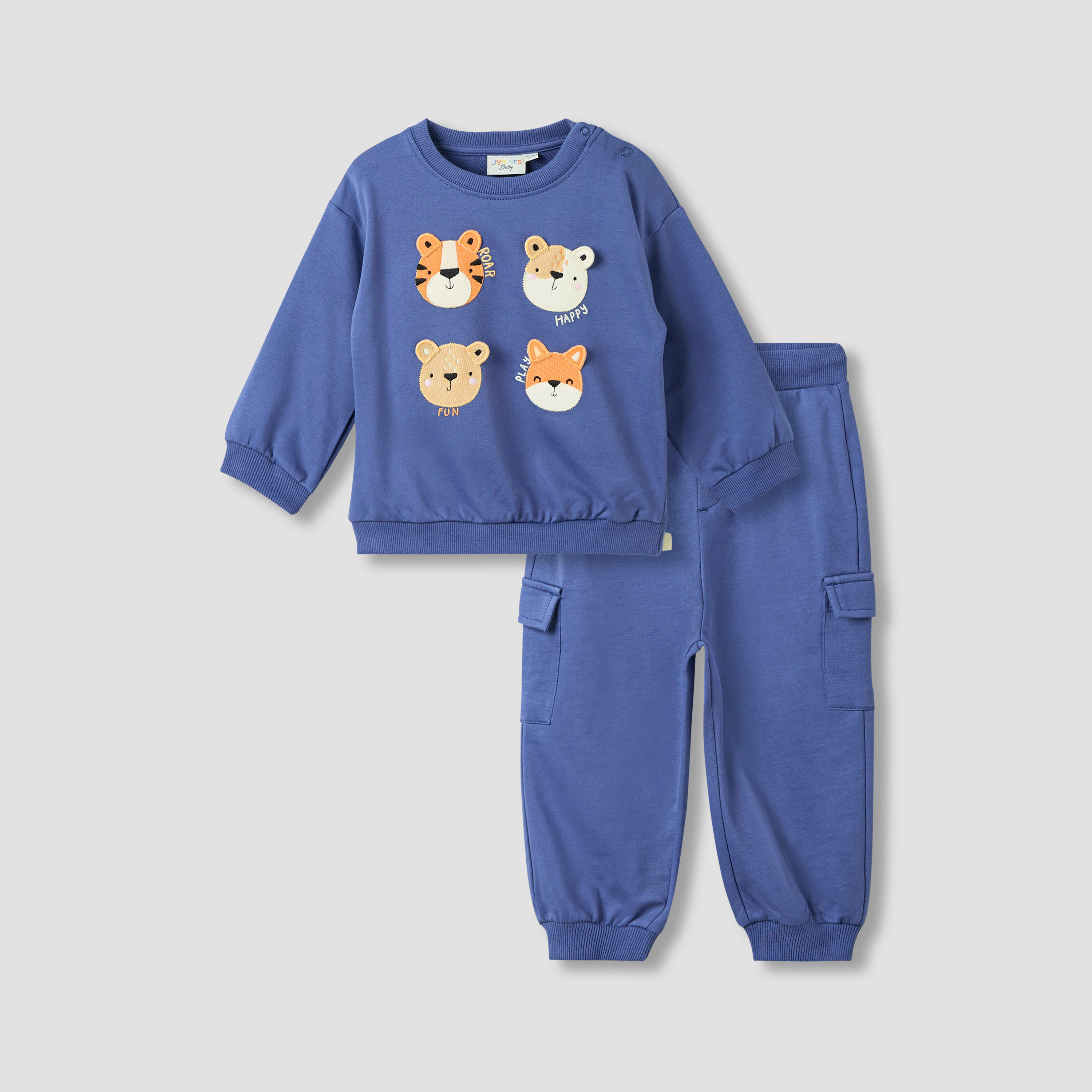 Juniors Animal Applique Sweatshirt and Joggers Set-baby-boys-clothing-winterwear-setsandcoords-image-1