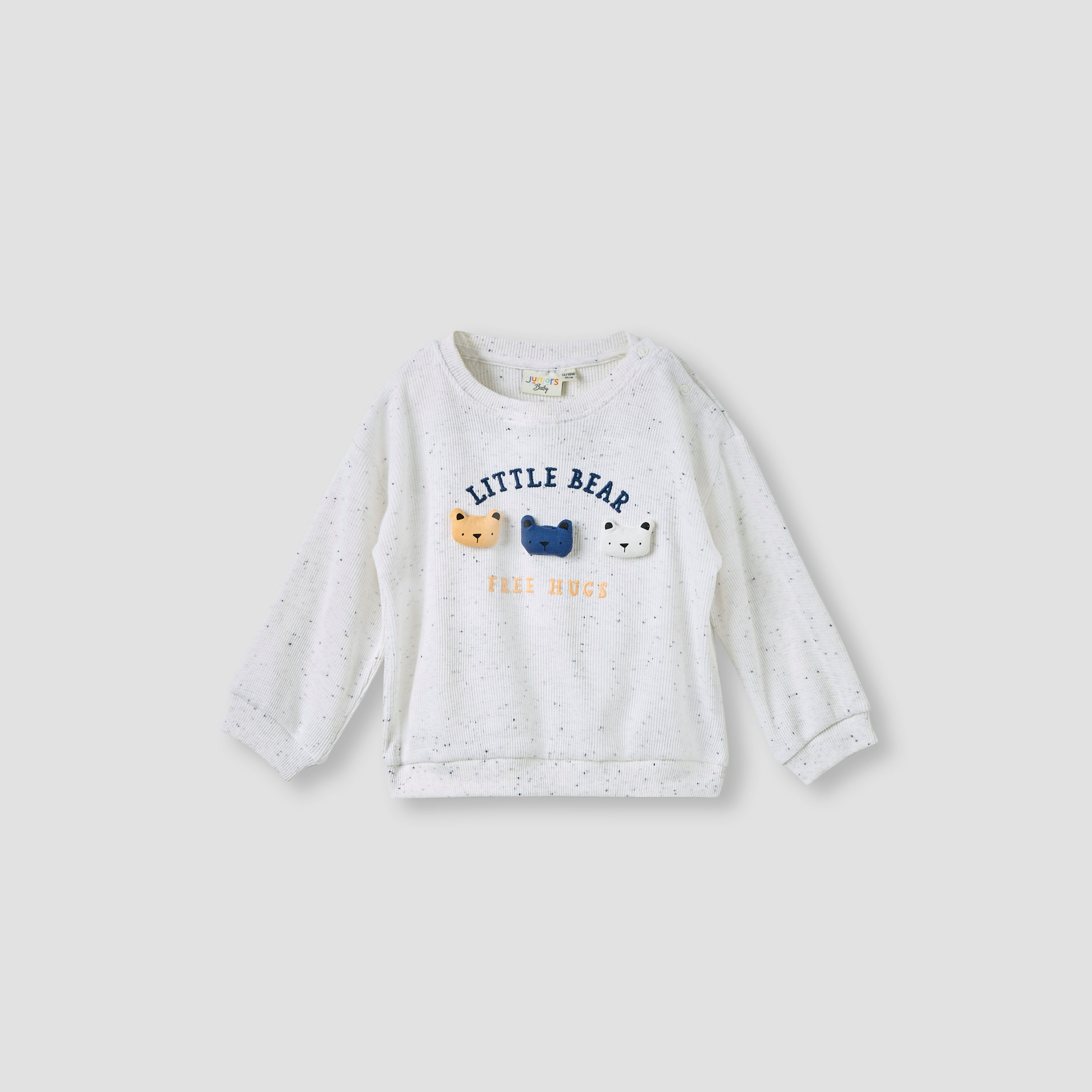 Juniors Bear Applique Sweatshirt and Striped Pant Set-baby-boys-clothing-winterwear-setsandcoords-image-2