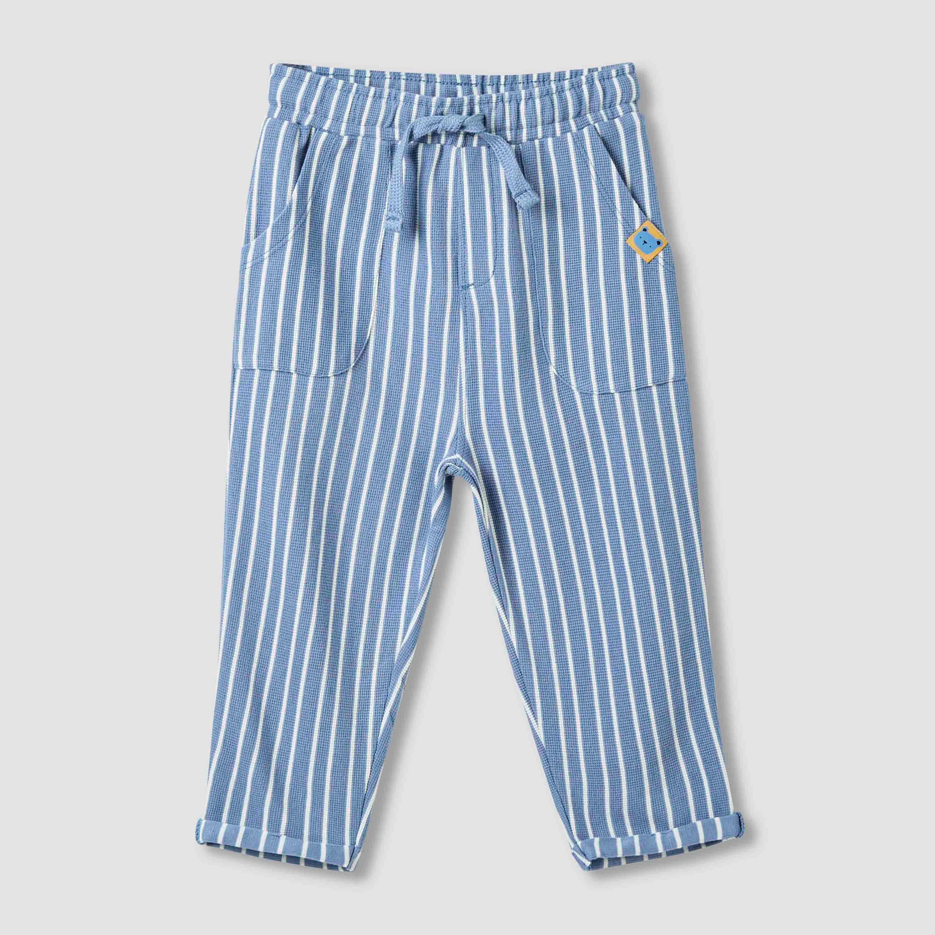 Juniors Bear Applique Sweatshirt and Striped Pant Set-baby-boys-clothing-winterwear-setsandcoords-image-3