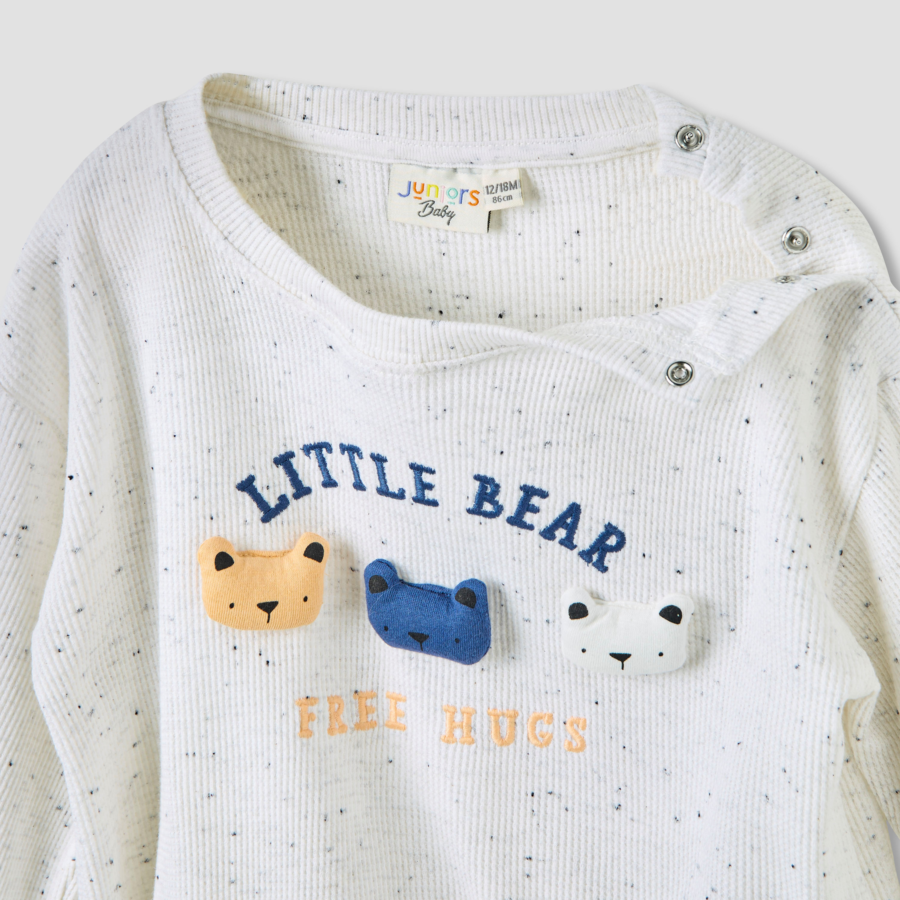 Juniors Bear Applique Sweatshirt and Striped Pant Set-baby-boys-clothing-winterwear-setsandcoords-image-4