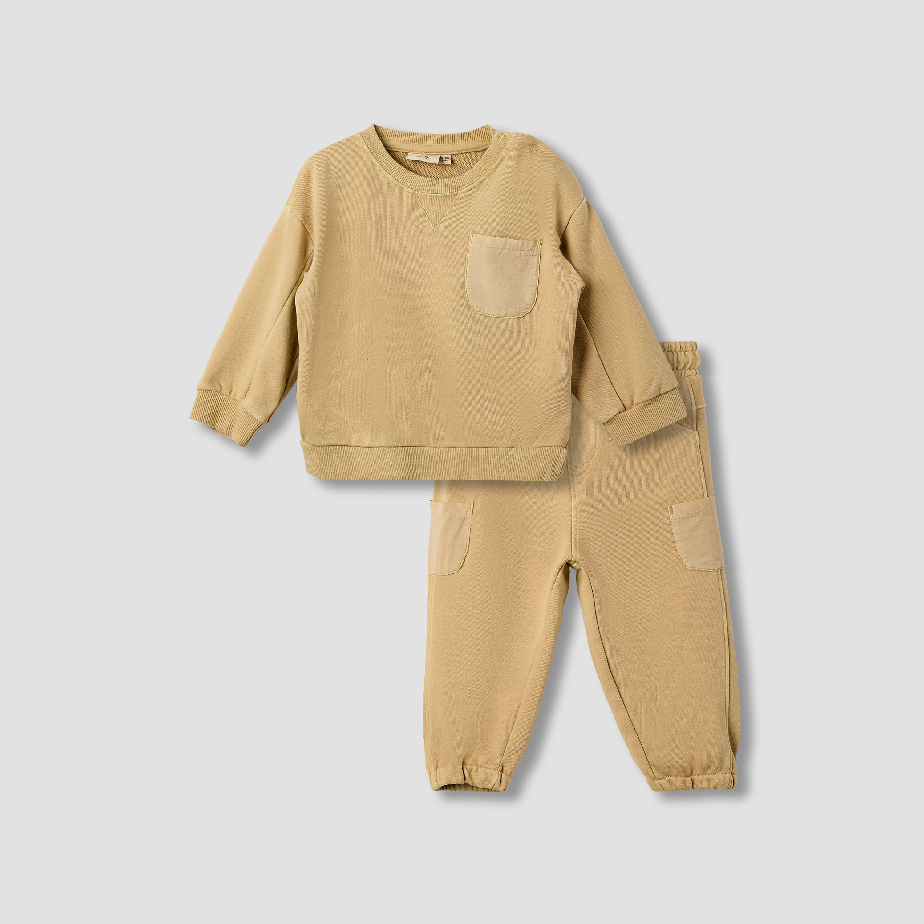 طقم بنطلون رياضي وسويت شيرت سادة بأكمام طويلة من جونيورز-baby-boys-clothing-setsandcoords-image-8