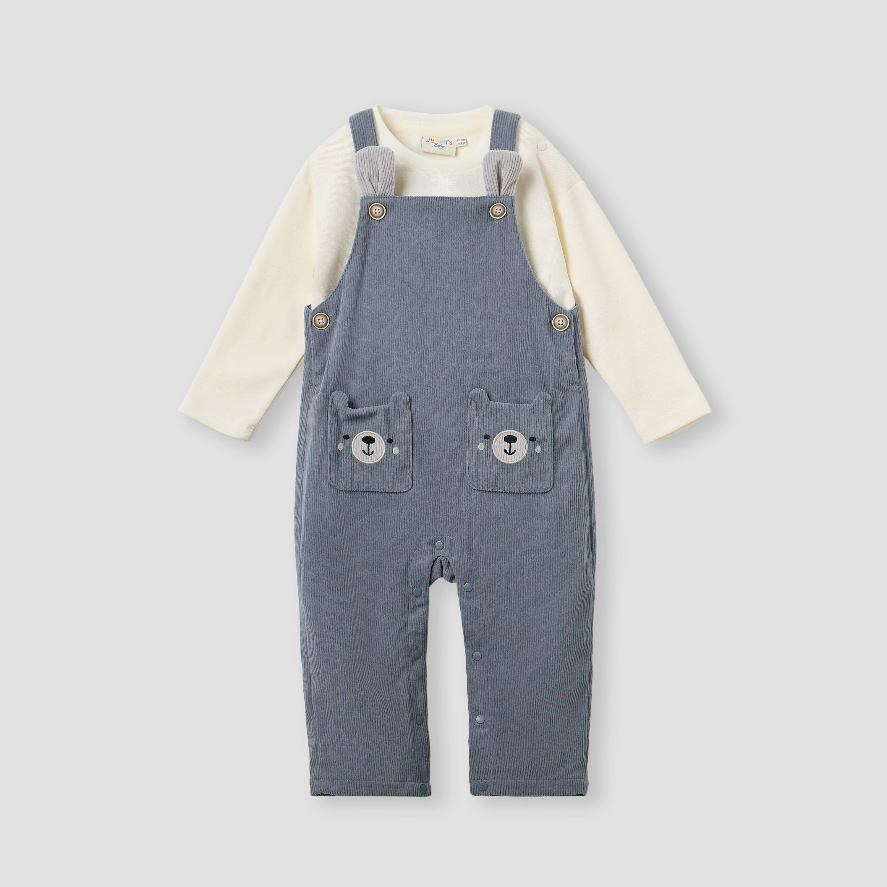 Juniors Corduroy Dungarees and T-shirt Set-baby-boys-clothing-winterwear-setsandcoords-image-1