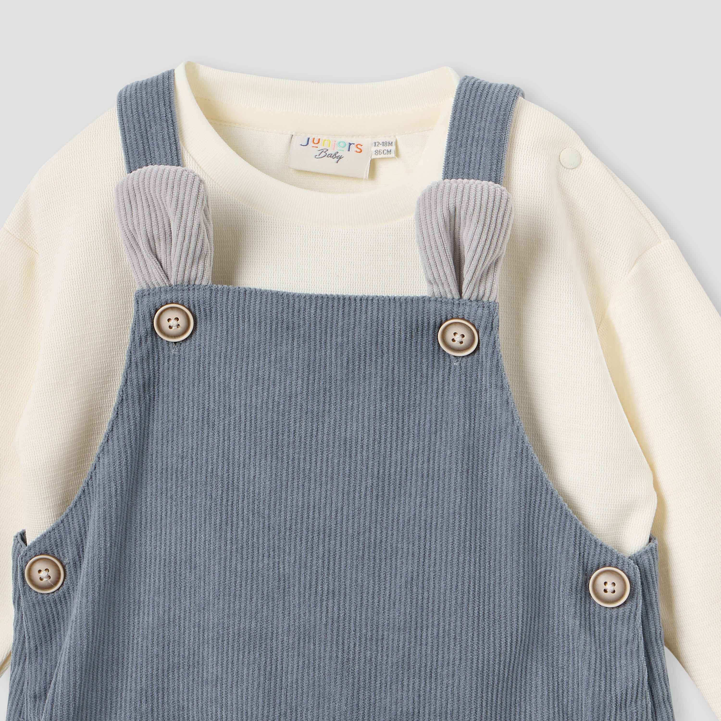 Juniors Corduroy Dungarees and T-shirt Set-baby-boys-clothing-winterwear-setsandcoords-image-4