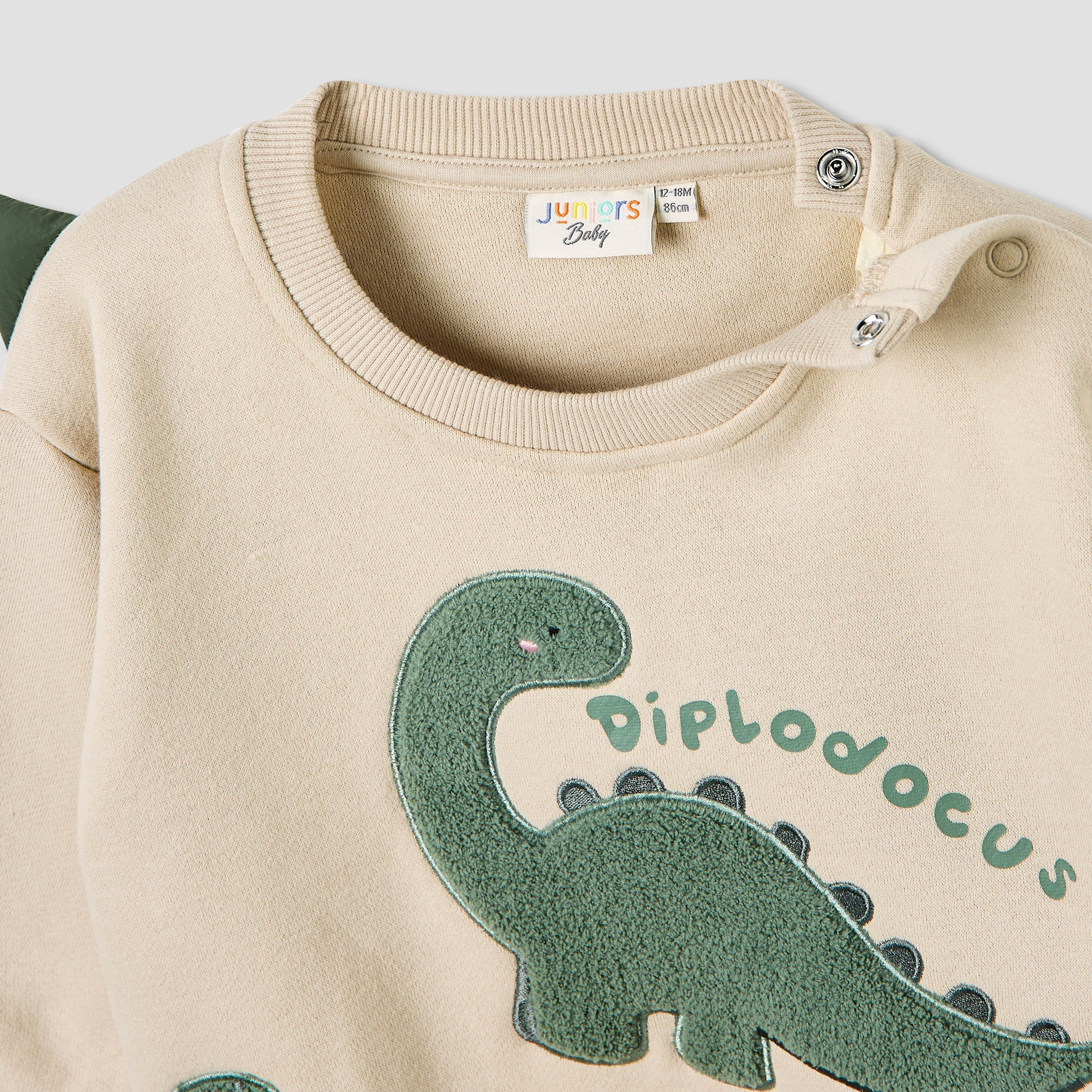 Juniors Boys Sweatshirt and Joggers Set with Dinosaur Applique - Cotton - Long Sleeves - Crew Neck-baby-boys-clothing-setsandcoords-image-4